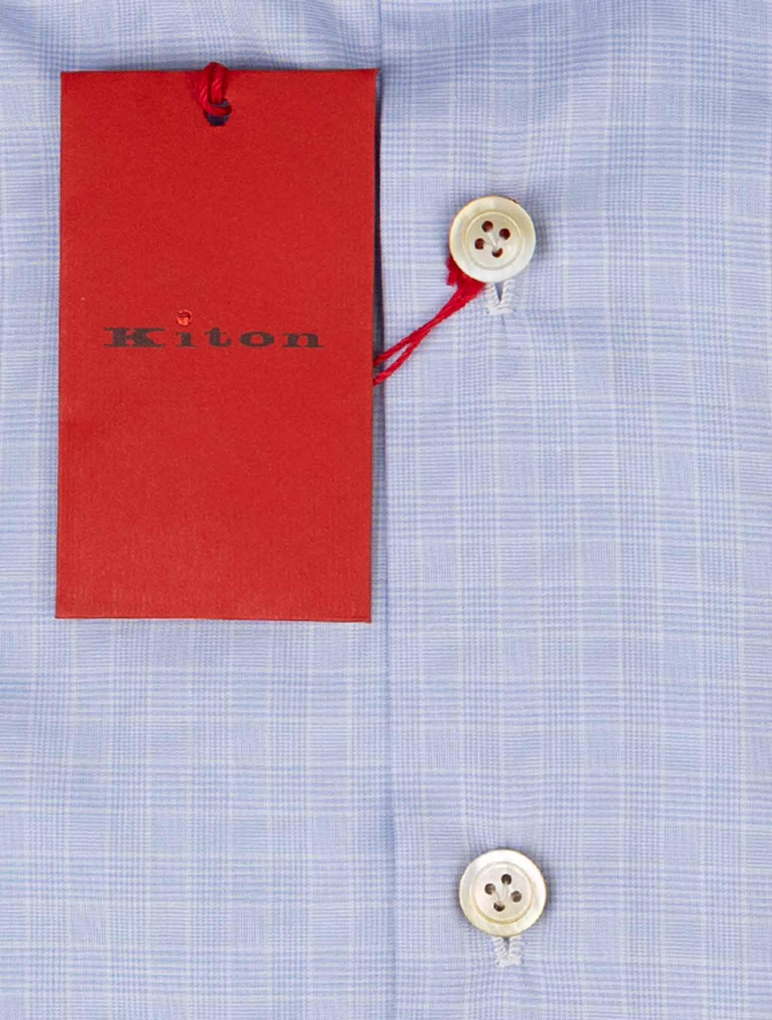 Kiton Голубая белая хлопковая рубашка