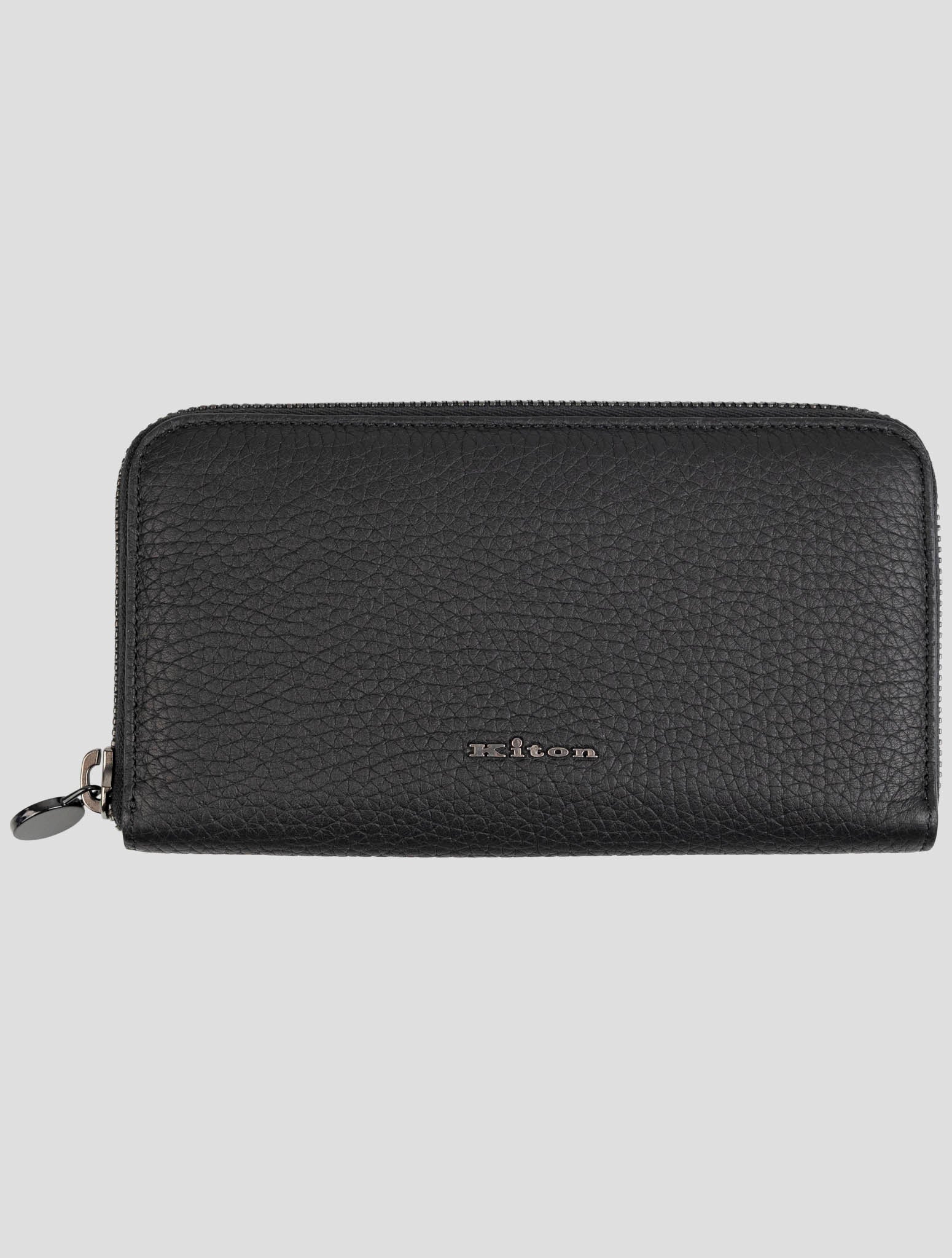 Черный кожаный кошелек Kiton из оленьей кожи — итальянский мужской кошелек ручной работы
