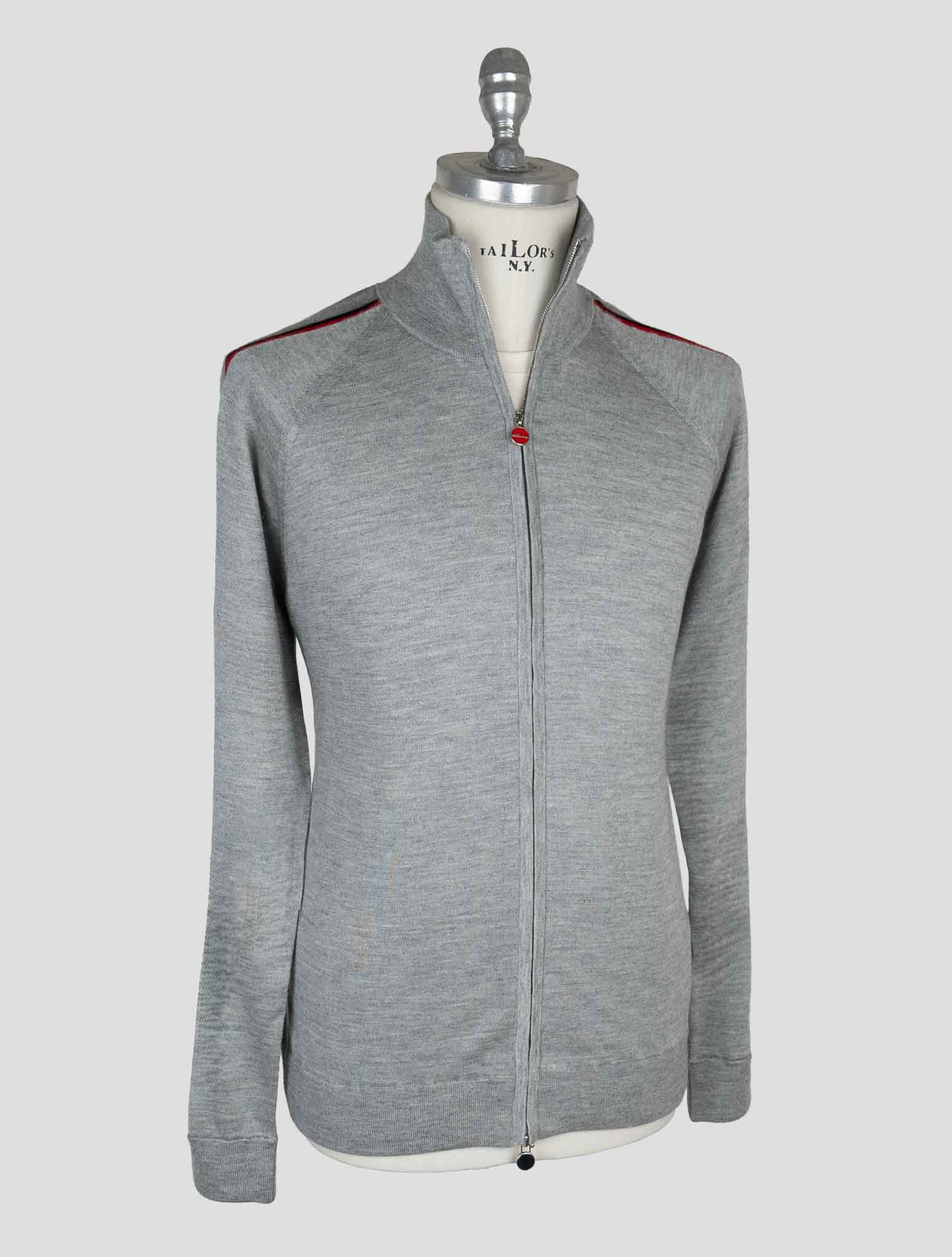 Kiton Серый кашемировый шелковый свитер с молнией во всю длину - итальянское производство