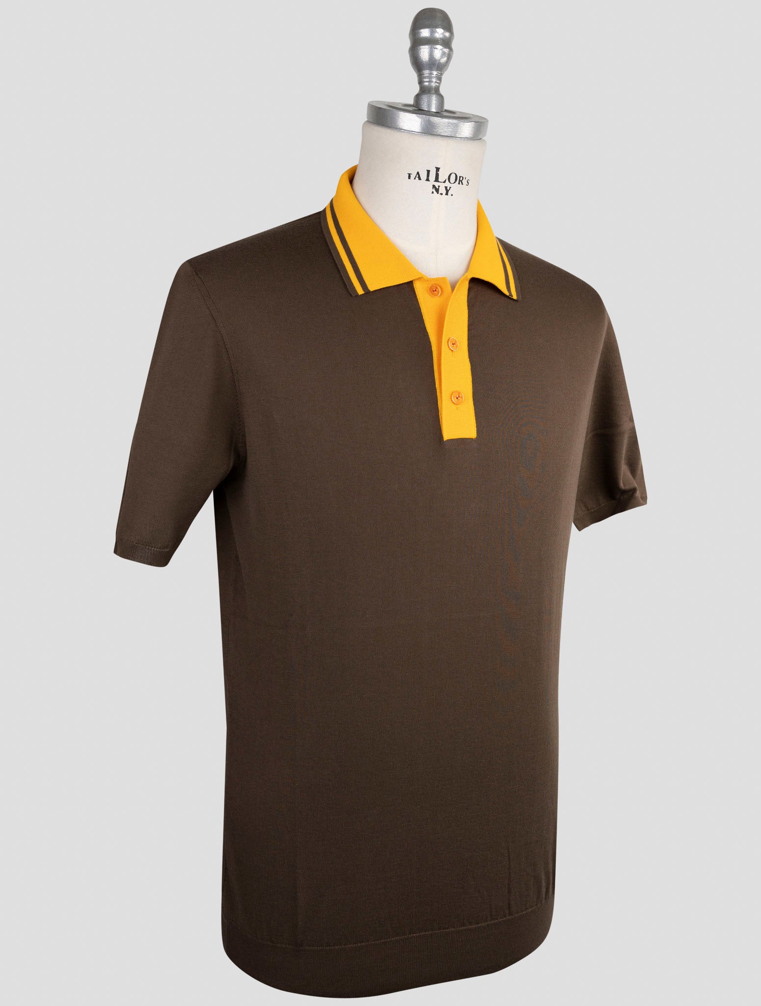 Коричневая хлопковая рубашка-поло Kiton Premium — итальянская мужская роскошь