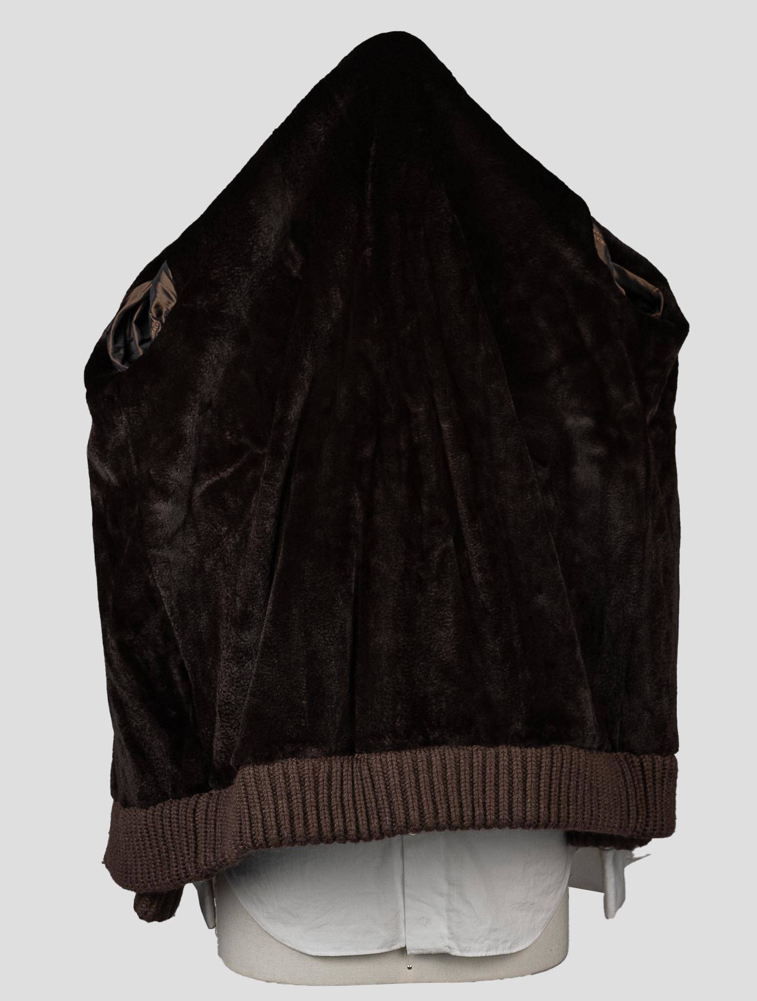 Коричневый свитер Kiton из кашемирового меха норки с молнией во всю длину