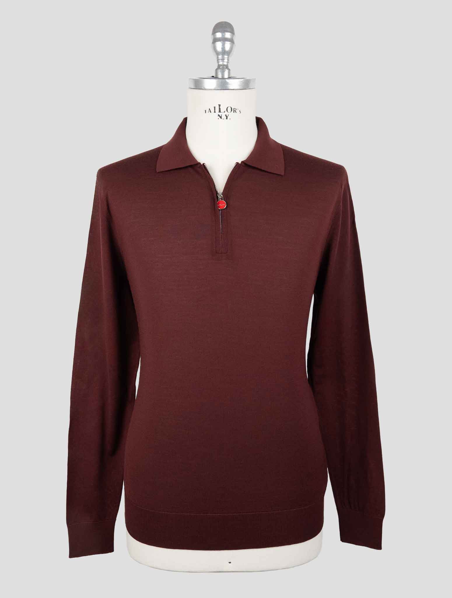 Свитер-поло Kiton из шерсти 14 микрон бордового цвета