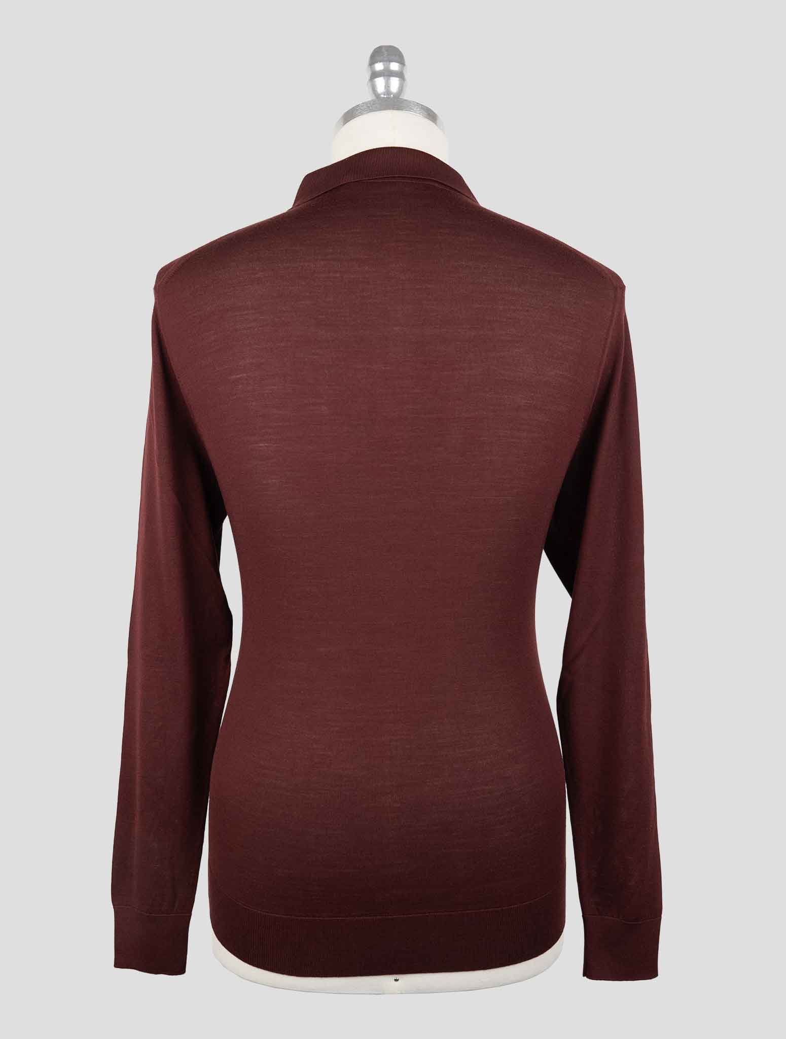Свитер-поло Kiton из шерсти 14 микрон бордового цвета