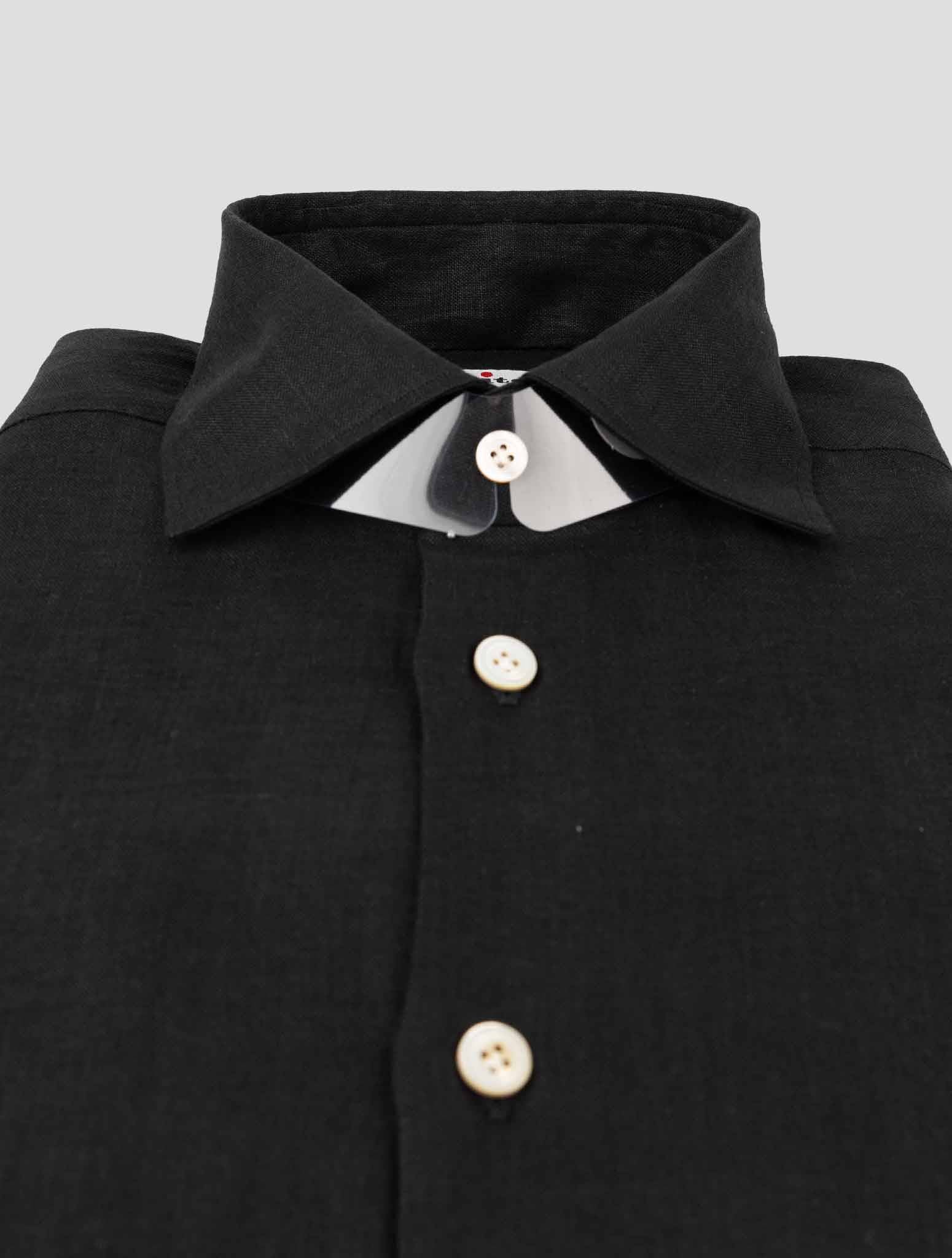 Kiton Black Linen Shirt - итальянская роскошная мужская летняя рубашка