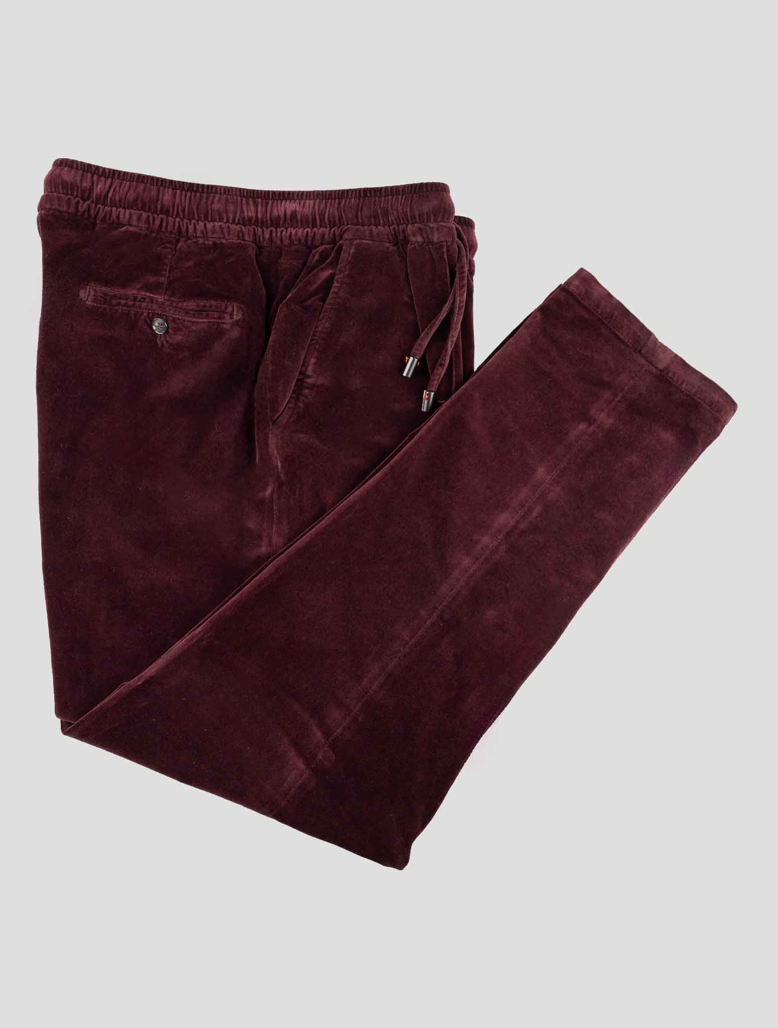 Бордовые хлопковые бархатные брюки Isaia Ea
