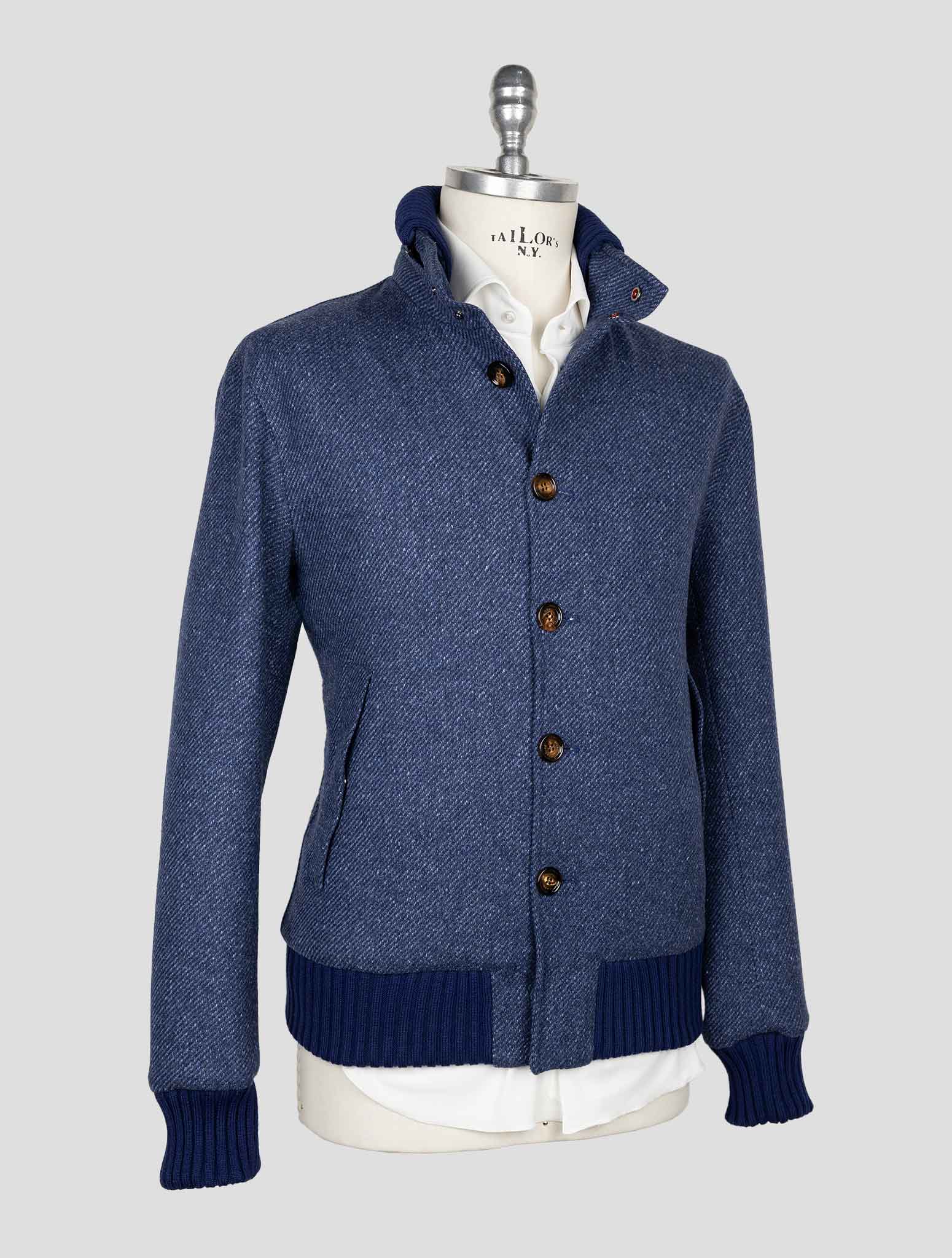 Синее шелковое пальто Kired из натуральной шерсти