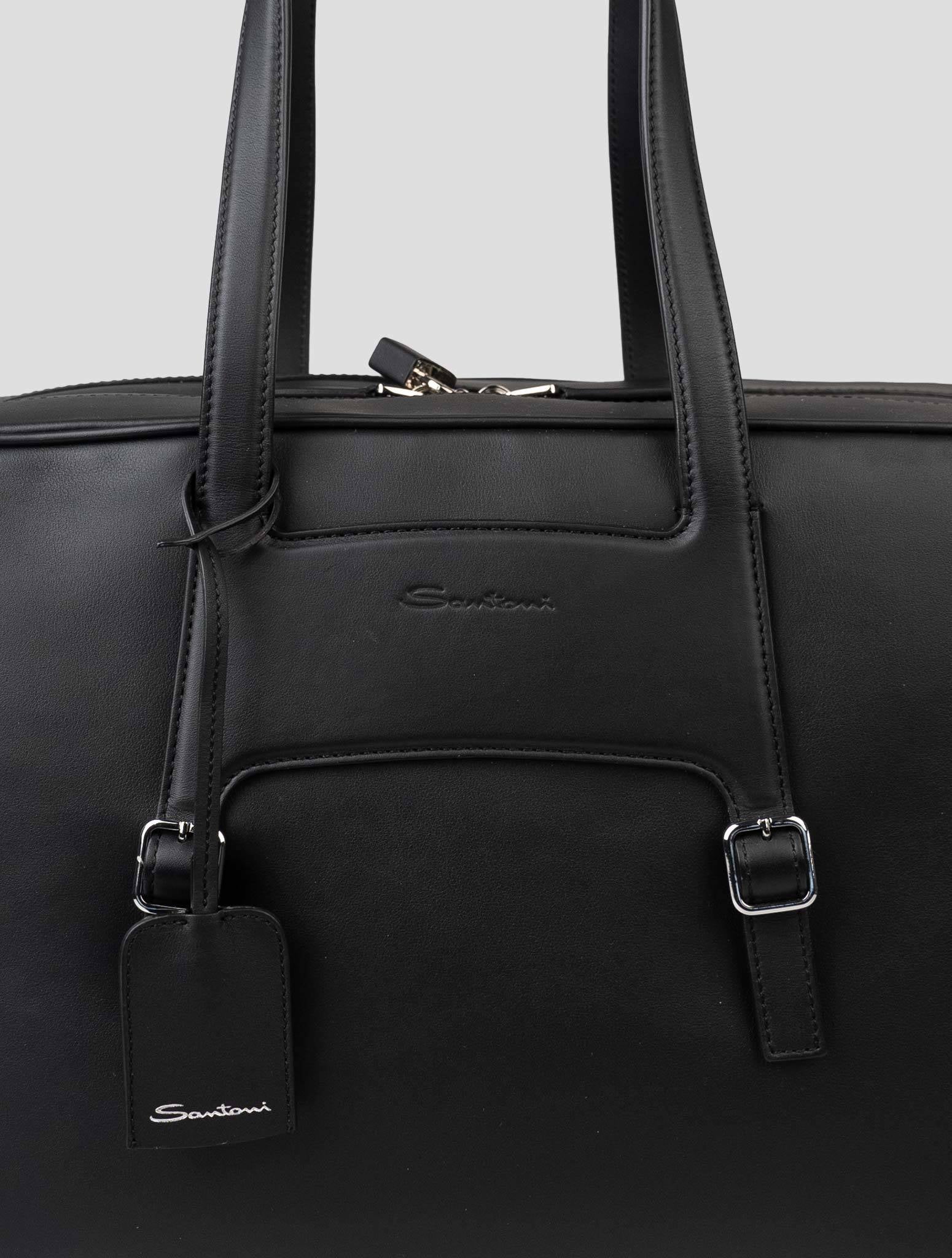 Черная кожаная дорожная сумка Santoni