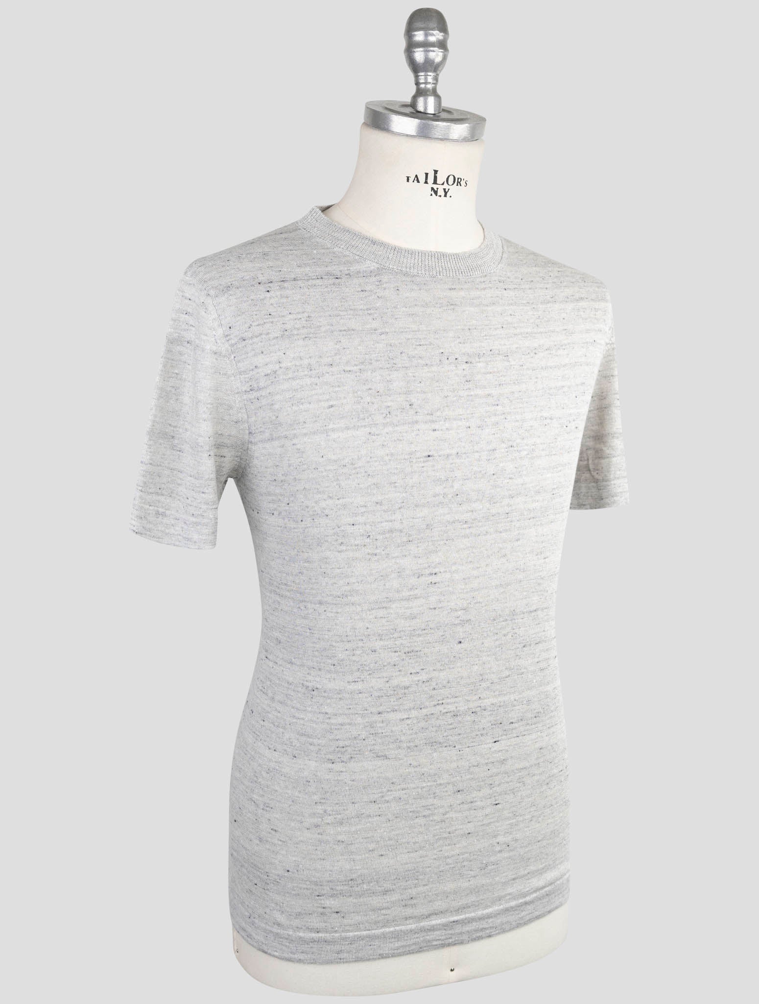 Kiton KNT Серая льняная хлопковая футболка – роскошный итальянский круглый вырез