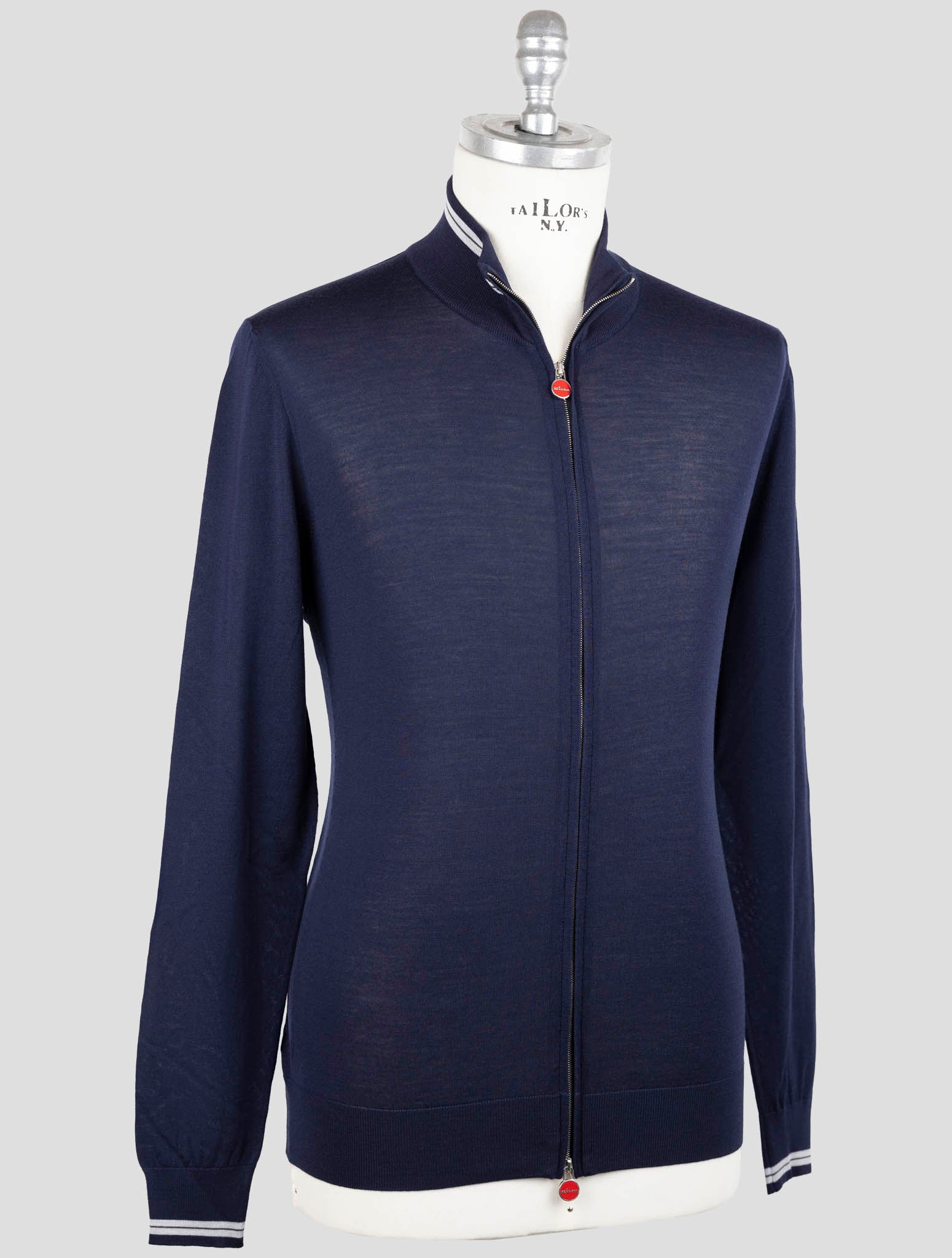 Синий шерстяной свитер на молнии Kiton - роскошный итальянский трикотаж