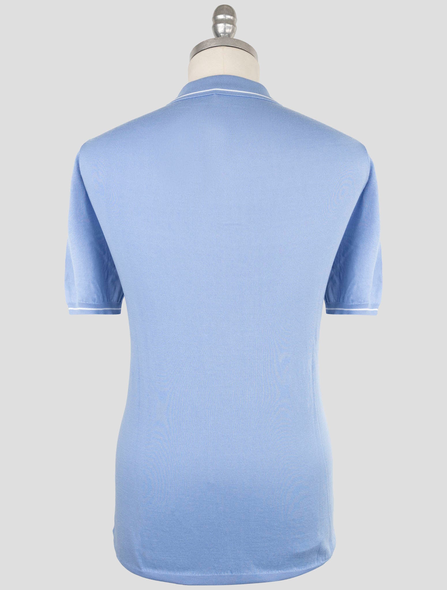 Хлопковая рубашка-поло Kiton Premium светло-синего цвета — сделано в Италии.
