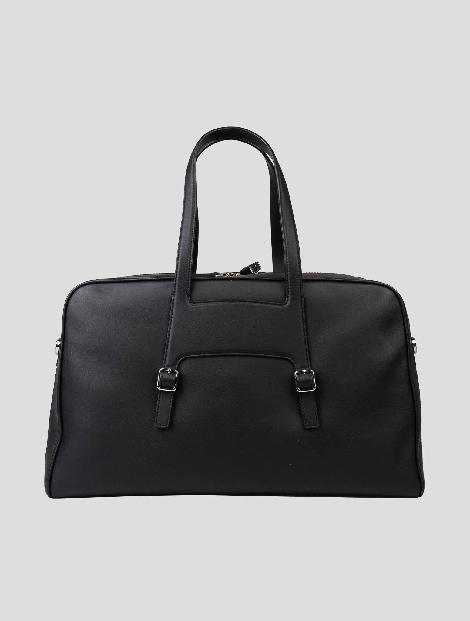 Черная кожаная дорожная сумка Santoni