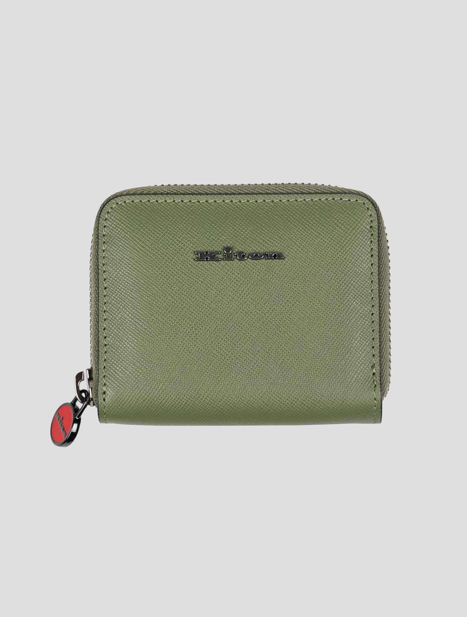 Кожаная монетница Kiton зеленого цвета