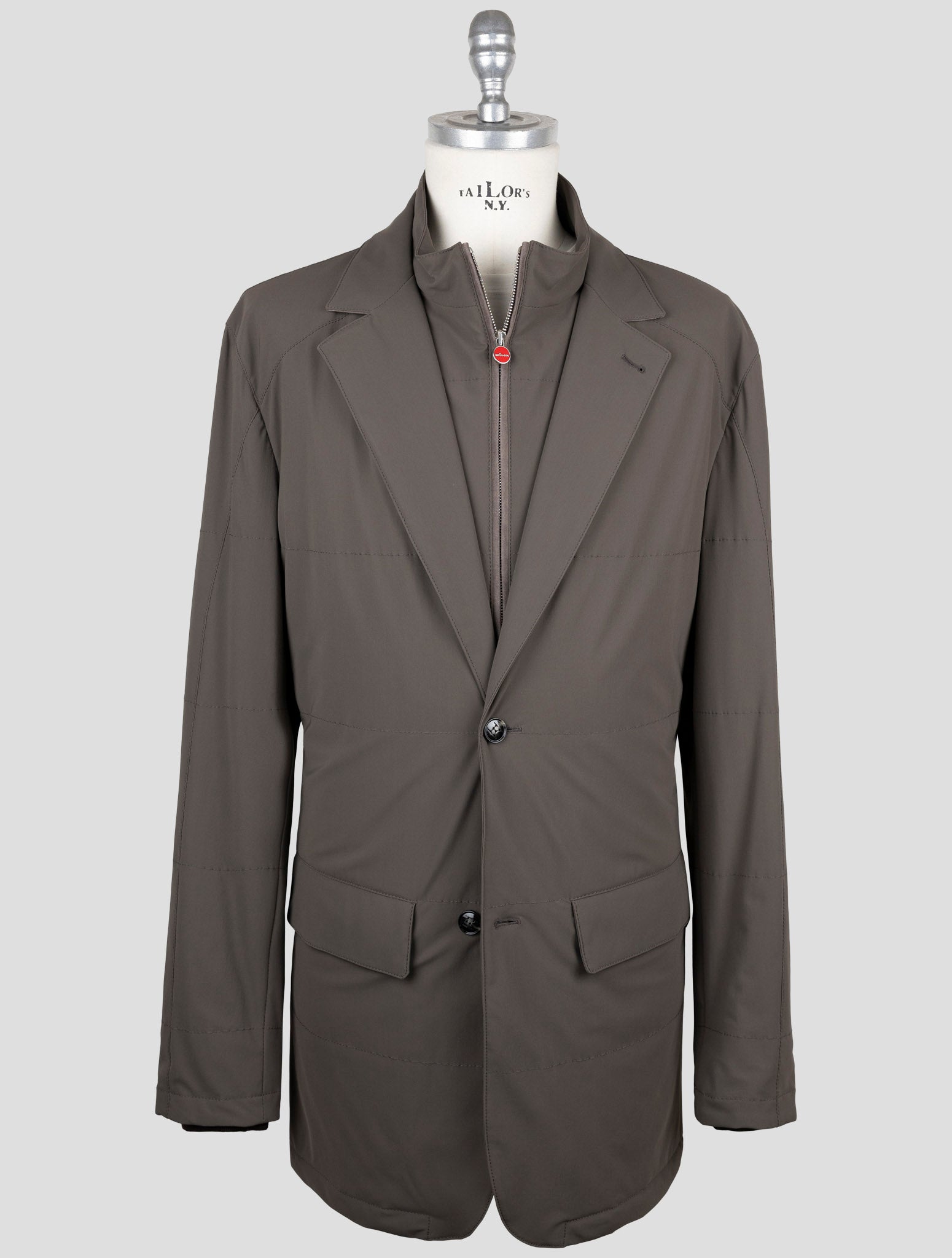 Kiton Коричневое пальто из полиэстера и эластана - итальянское роскошное мужское пальто