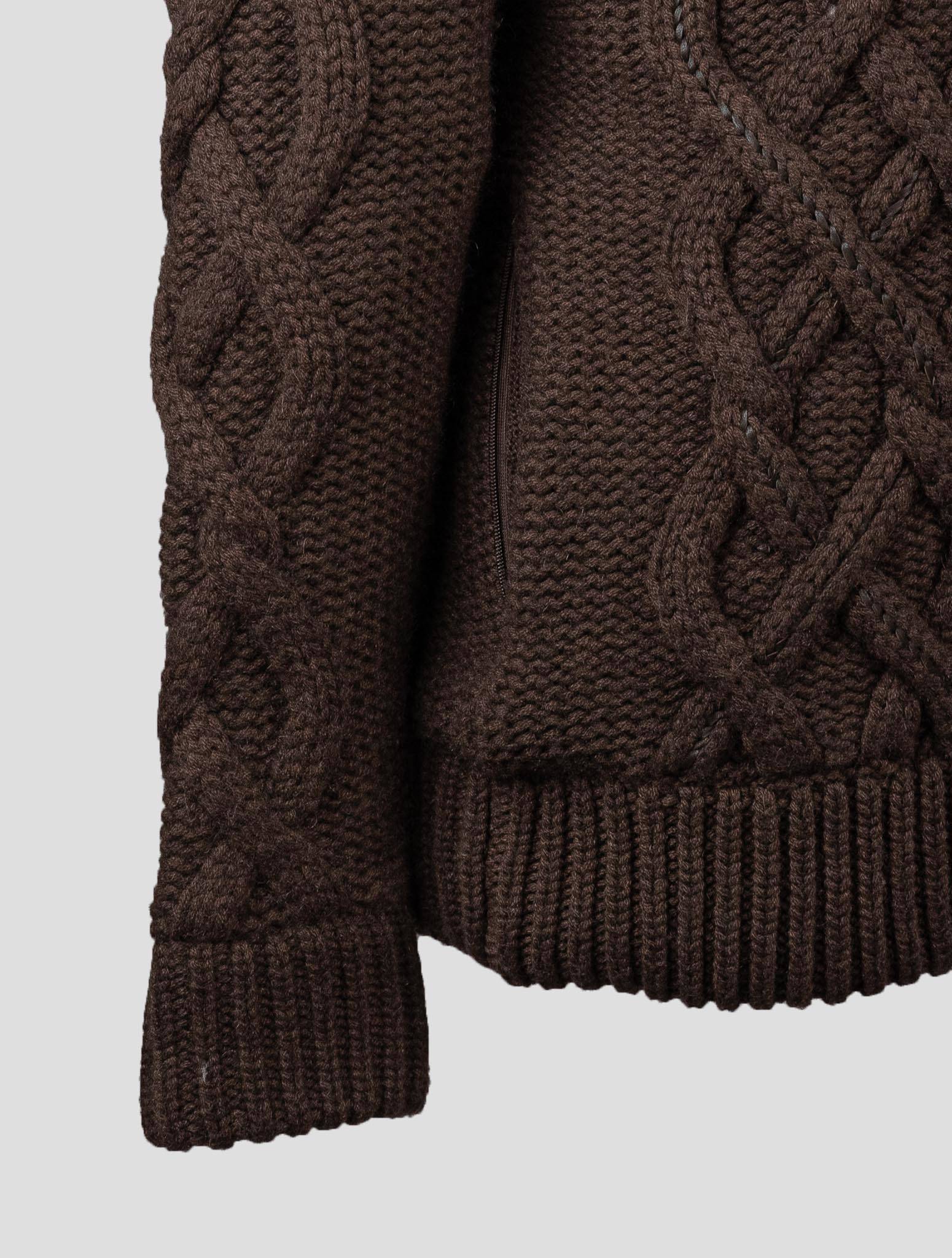 Коричневый свитер Kiton из кашемирового меха норки с молнией во всю длину