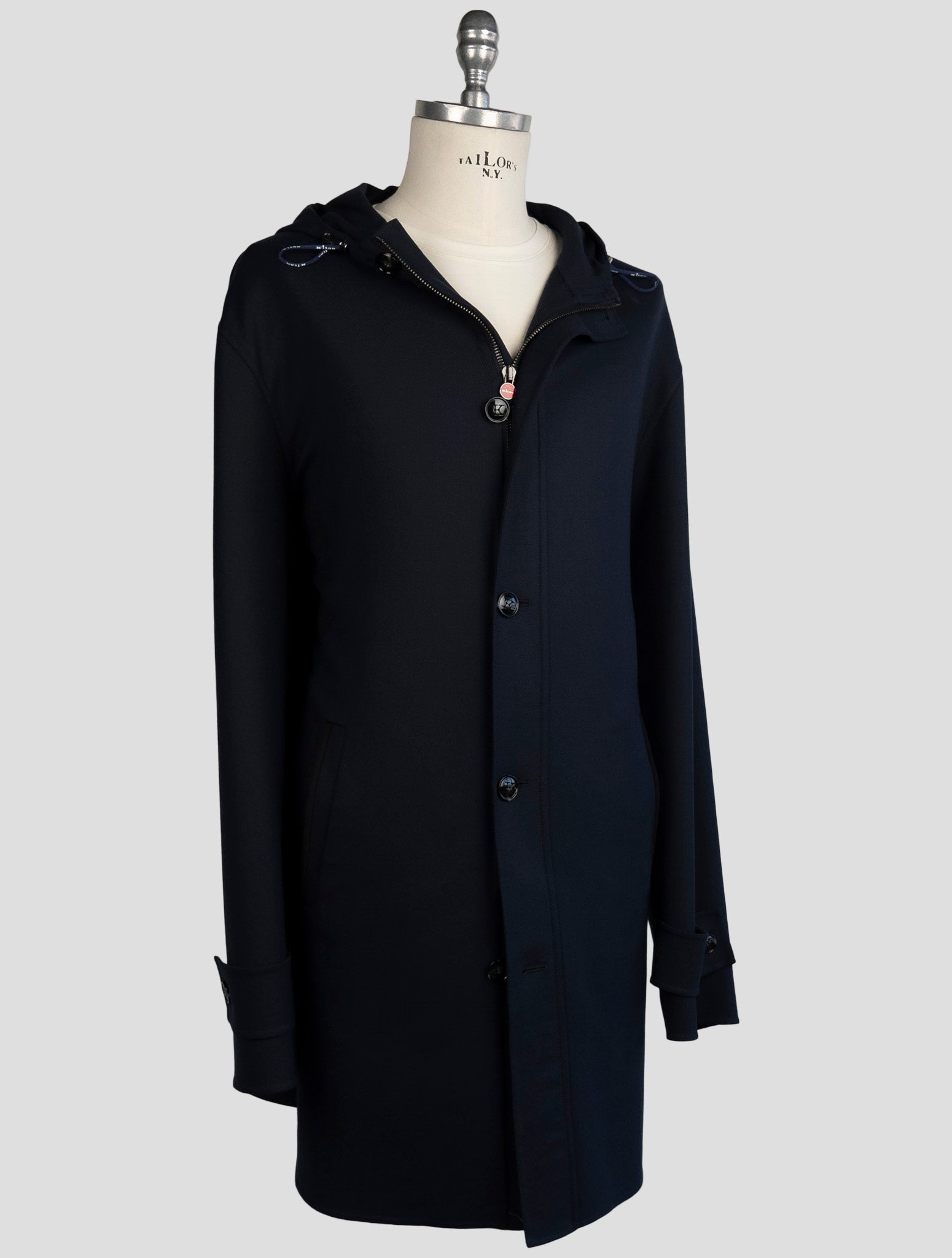 Синее кашемировое шерстяное пальто Kiton - итальянское зимнее пальто ручной работы