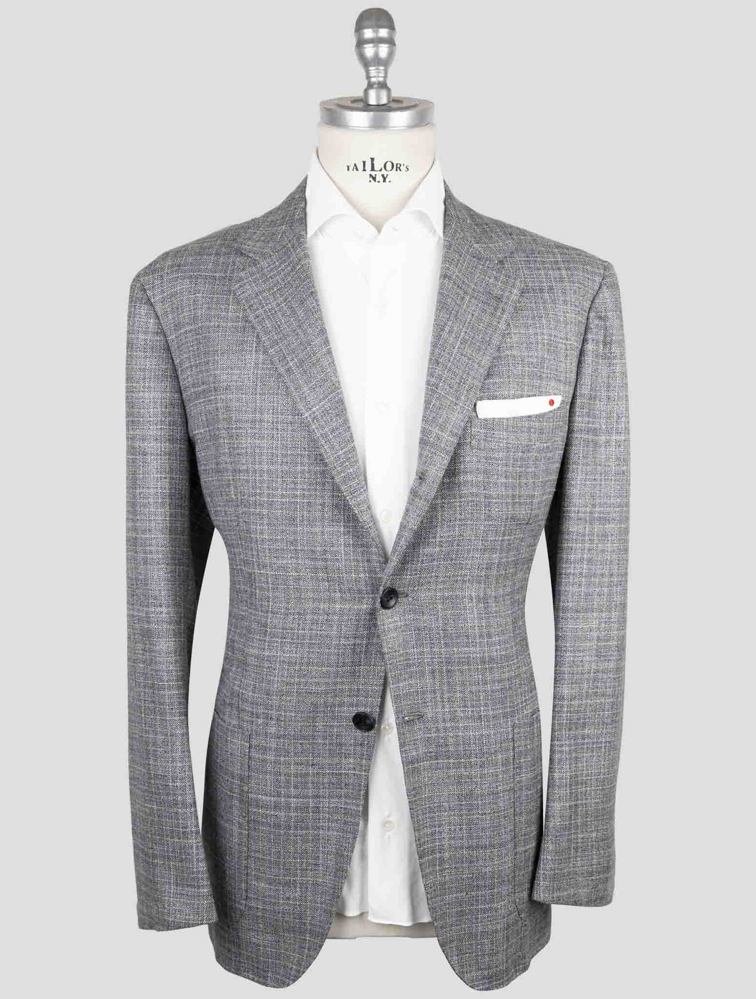 Kiton Блейзер ручной работы из кашемира, шелка, шерсти и льна, серый итальянский