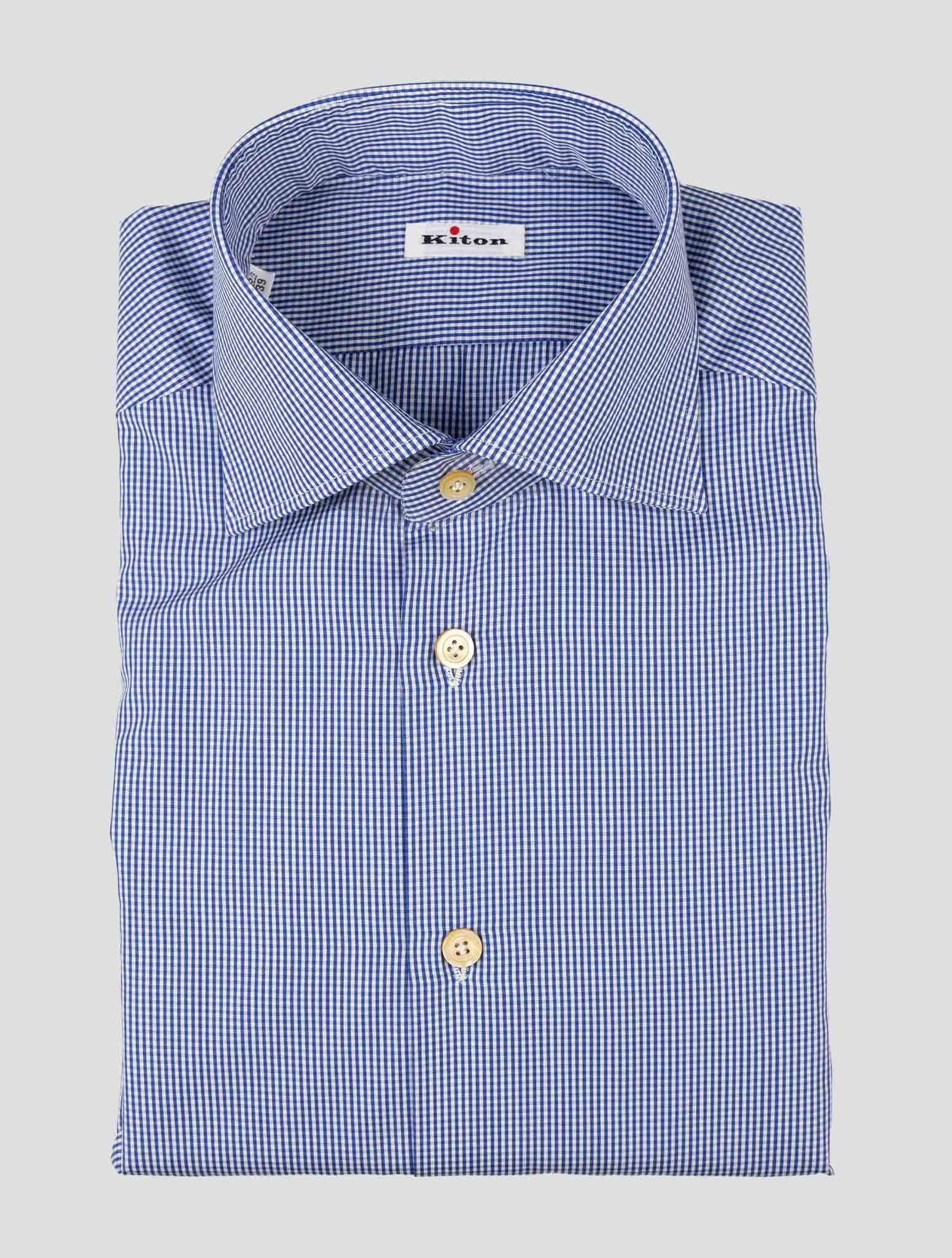 Kiton Синяя белая хлопковая рубашка