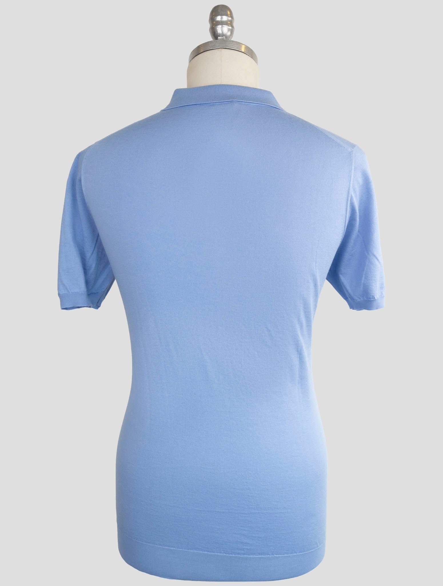 Хлопковая рубашка-поло Kiton Premium, светло-голубая, белая — сделано в Италии.