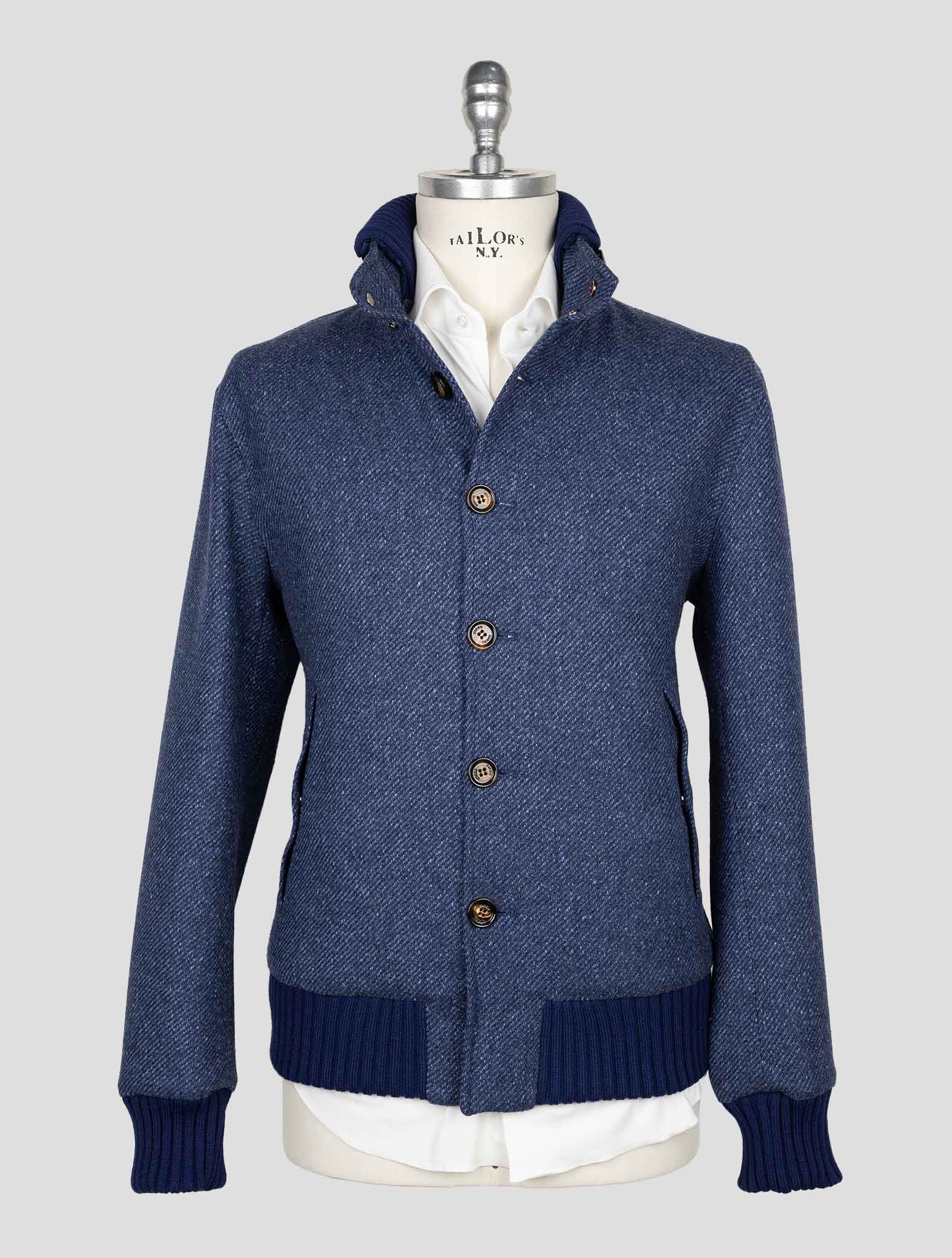 Синее шелковое пальто Kired из натуральной шерсти