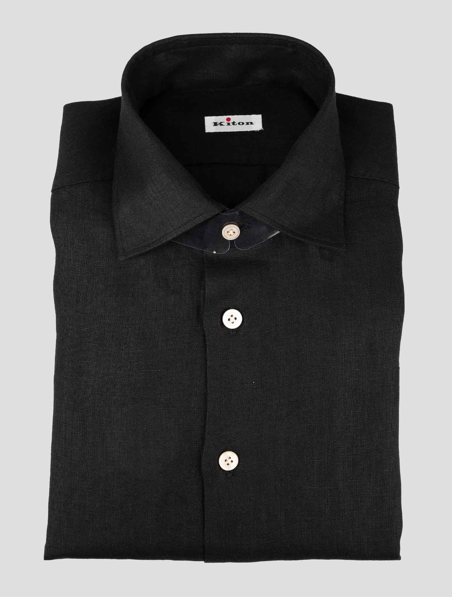 Kiton Black Linen Shirt - итальянская роскошная мужская летняя рубашка