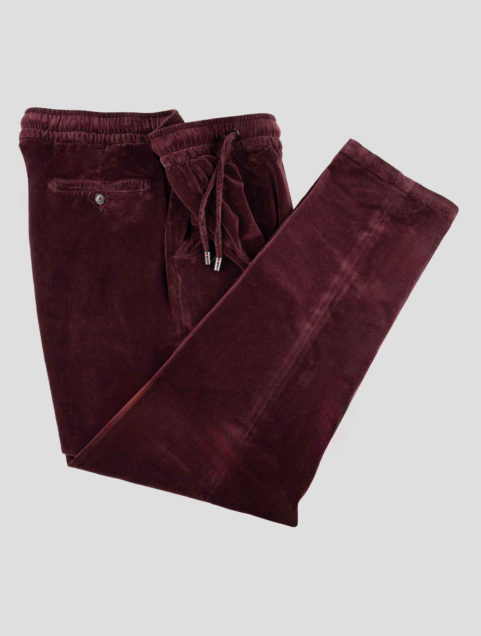 Бордовые хлопковые бархатные брюки Isaia Ea