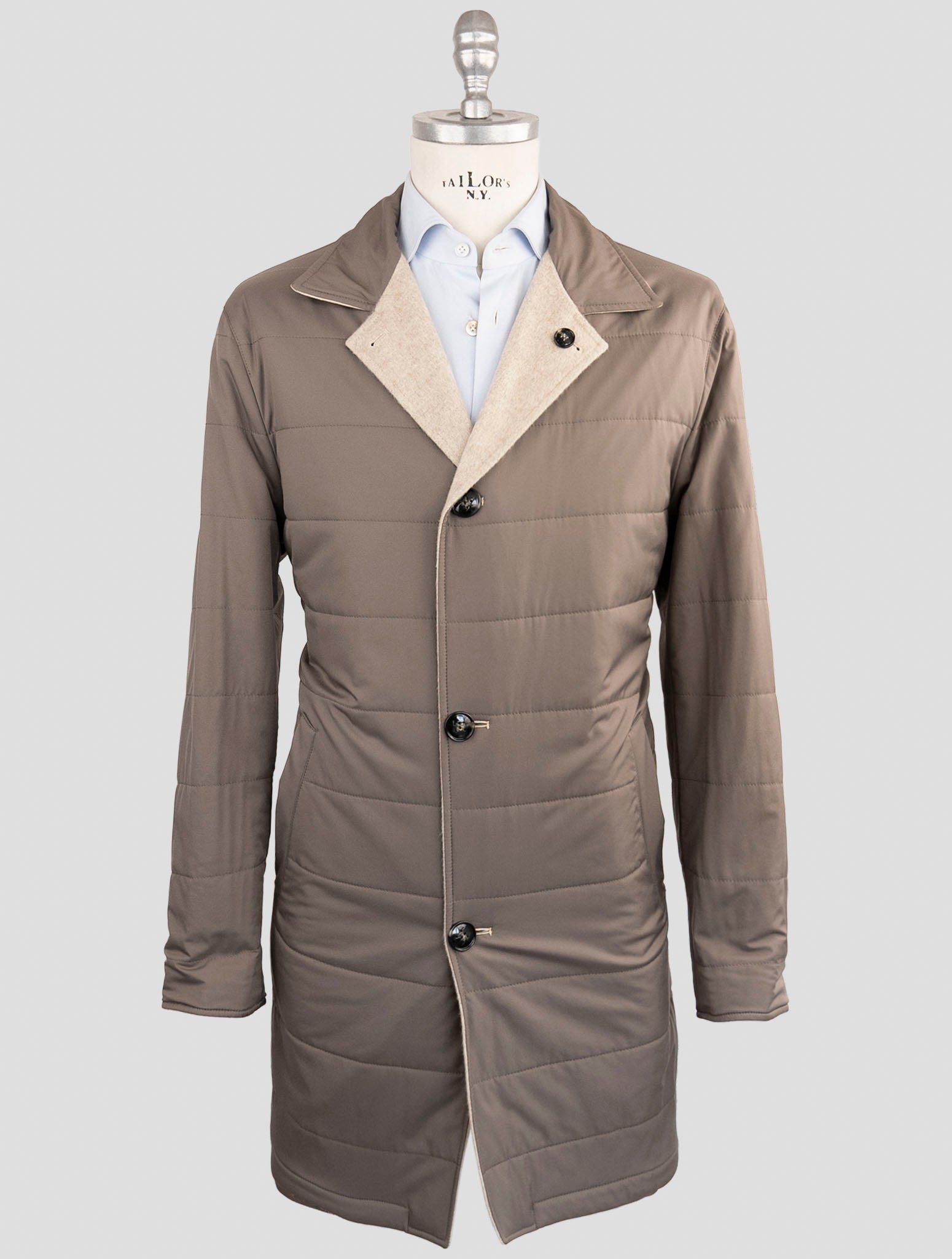 Двустороннее кашемировое пальто ручной работы Kiton - Роскошный итальянский бежевый