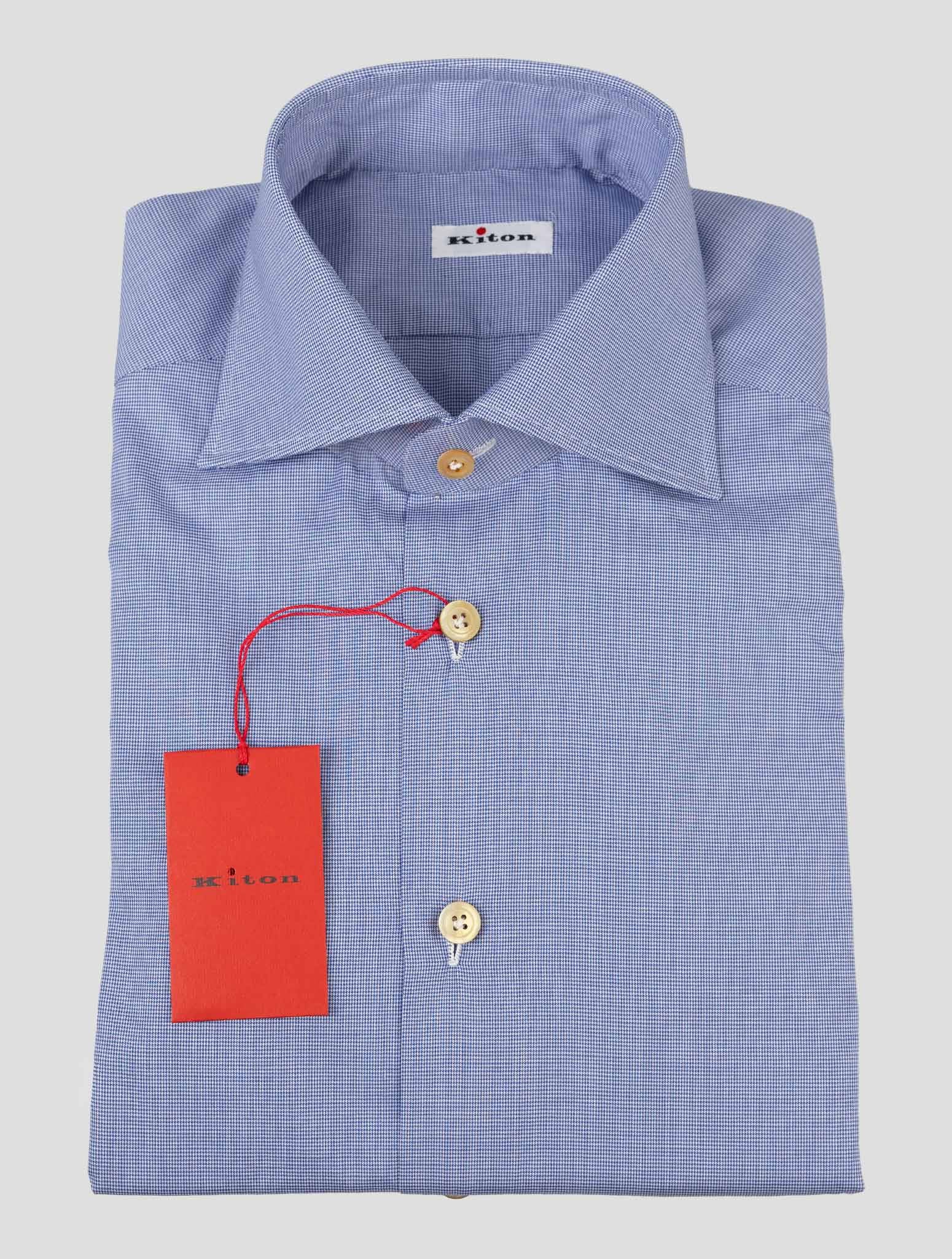 Kiton Синяя белая хлопковая рубашка