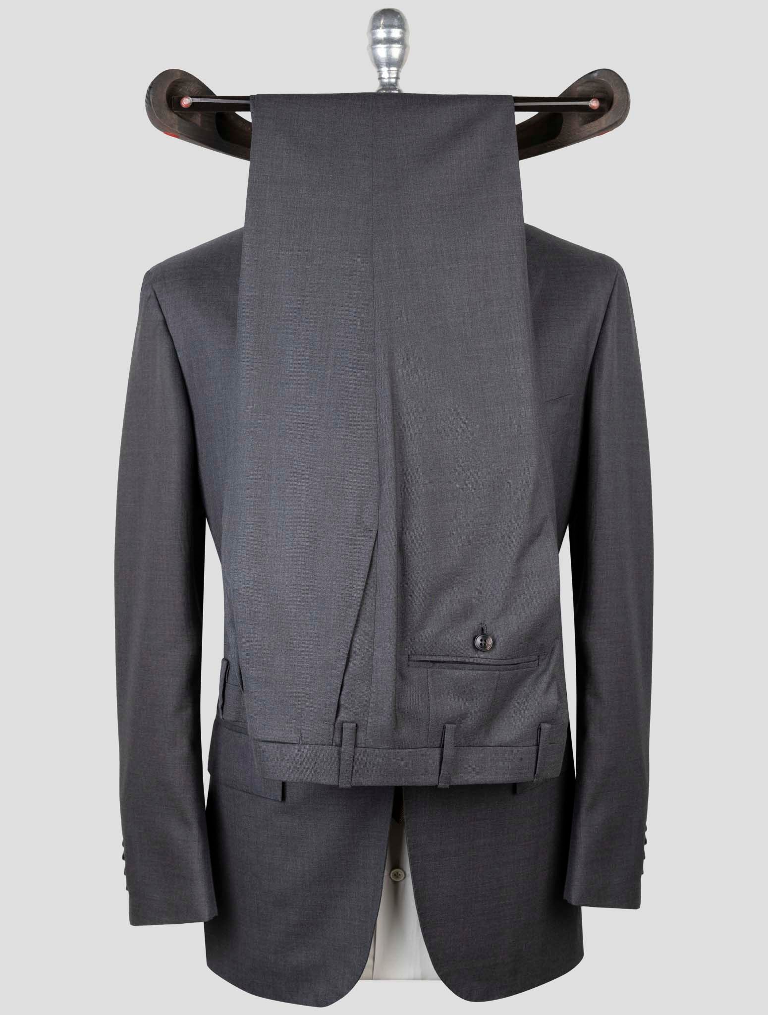 Итальянский костюм с 3 пуговицами Kiton Premium из серой шерсти толщиной 14 микрон