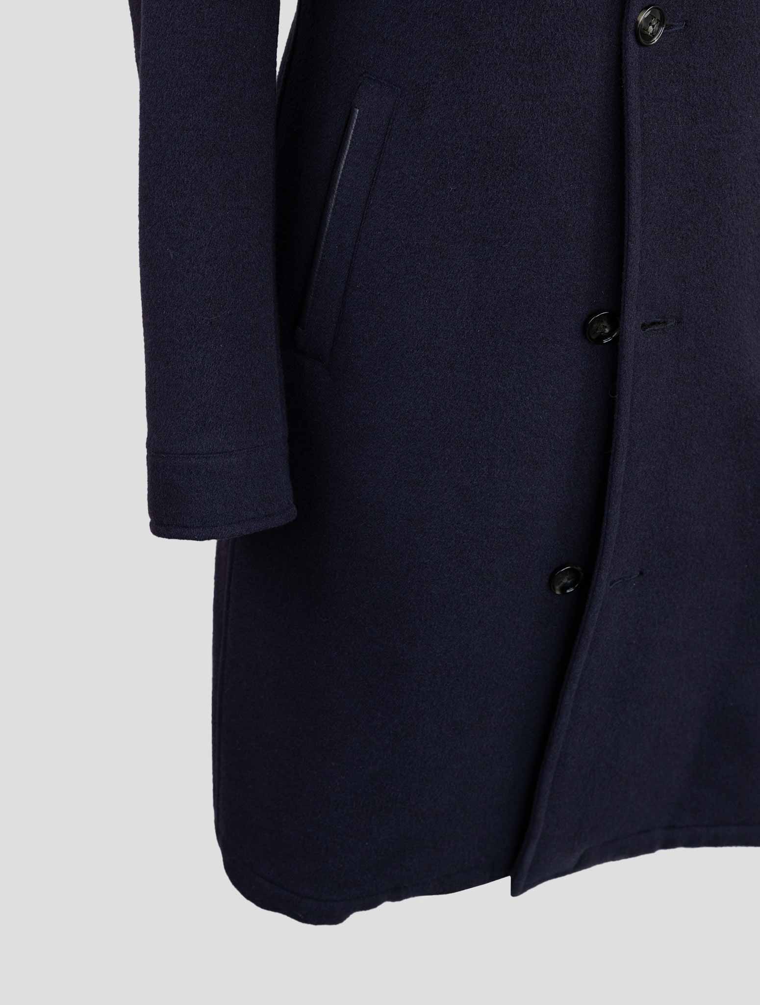 Kiton Dark Blue Lama Шерстяное шелковое кашемировое пальто - итальянская ручная работа