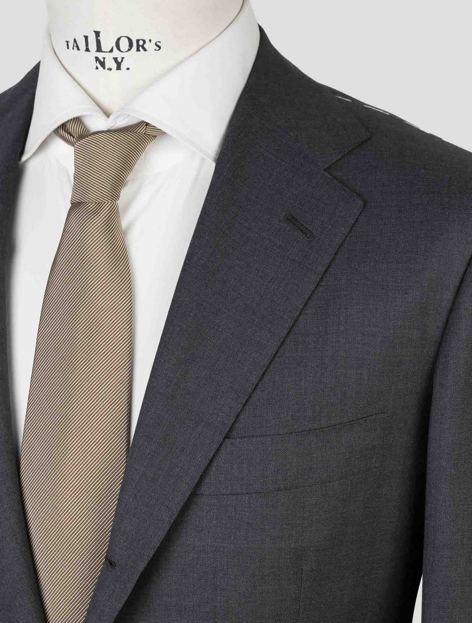 Итальянский костюм с 3 пуговицами Kiton Premium из серой шерсти толщиной 14 микрон