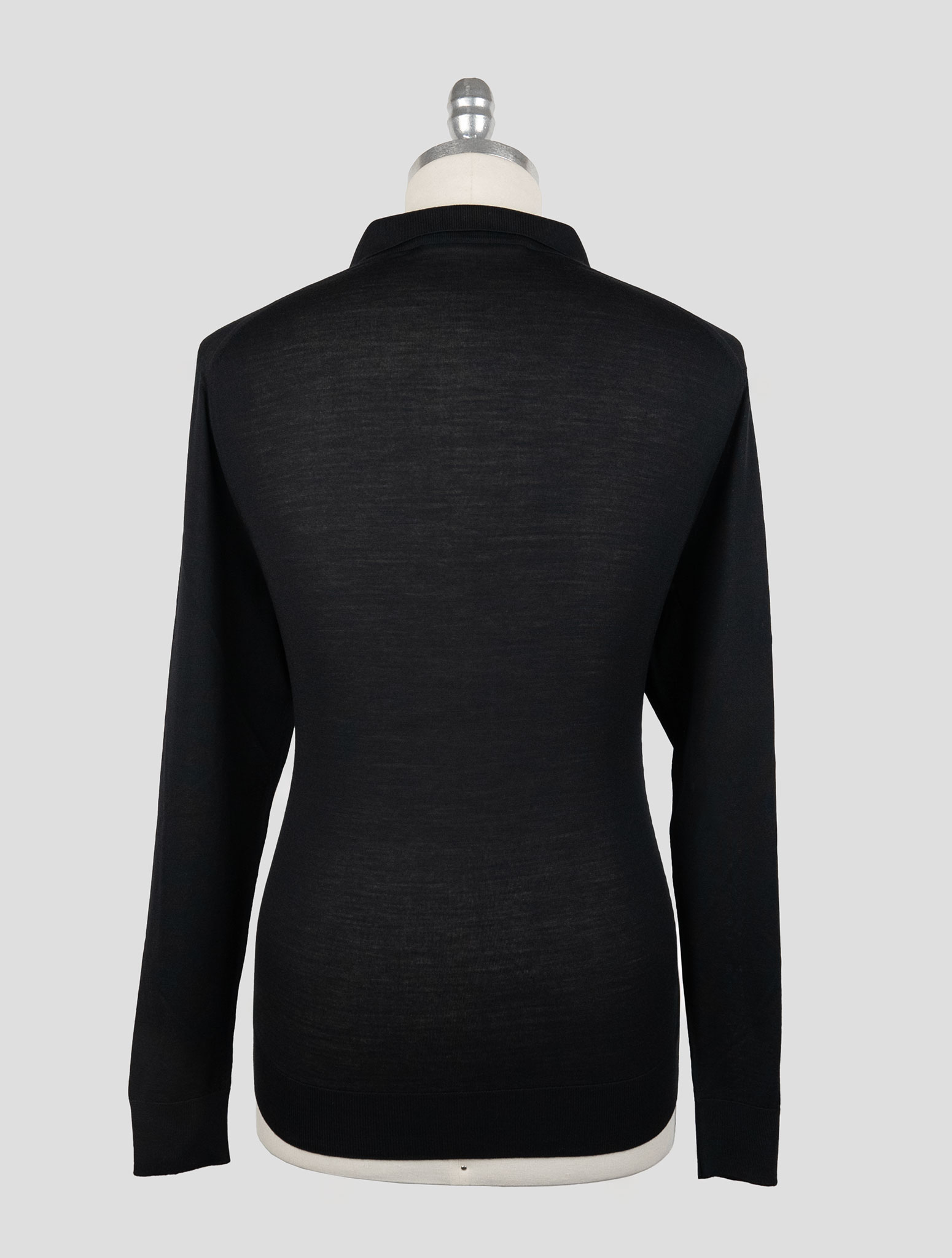Черный шерстяной свитер-поло Kiton 14 микрон