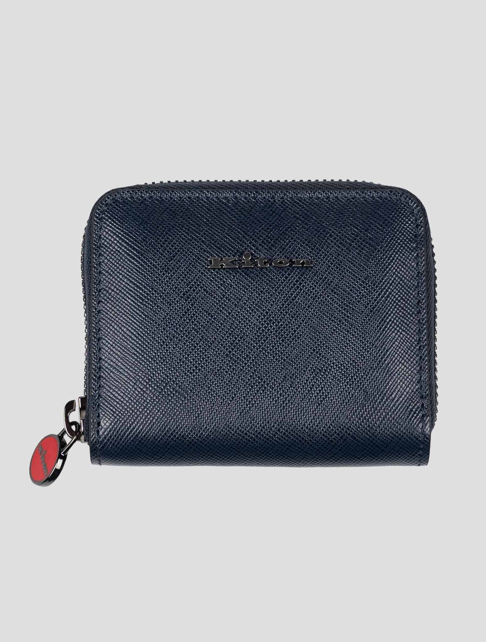 Синий кожаный кошелек Kiton