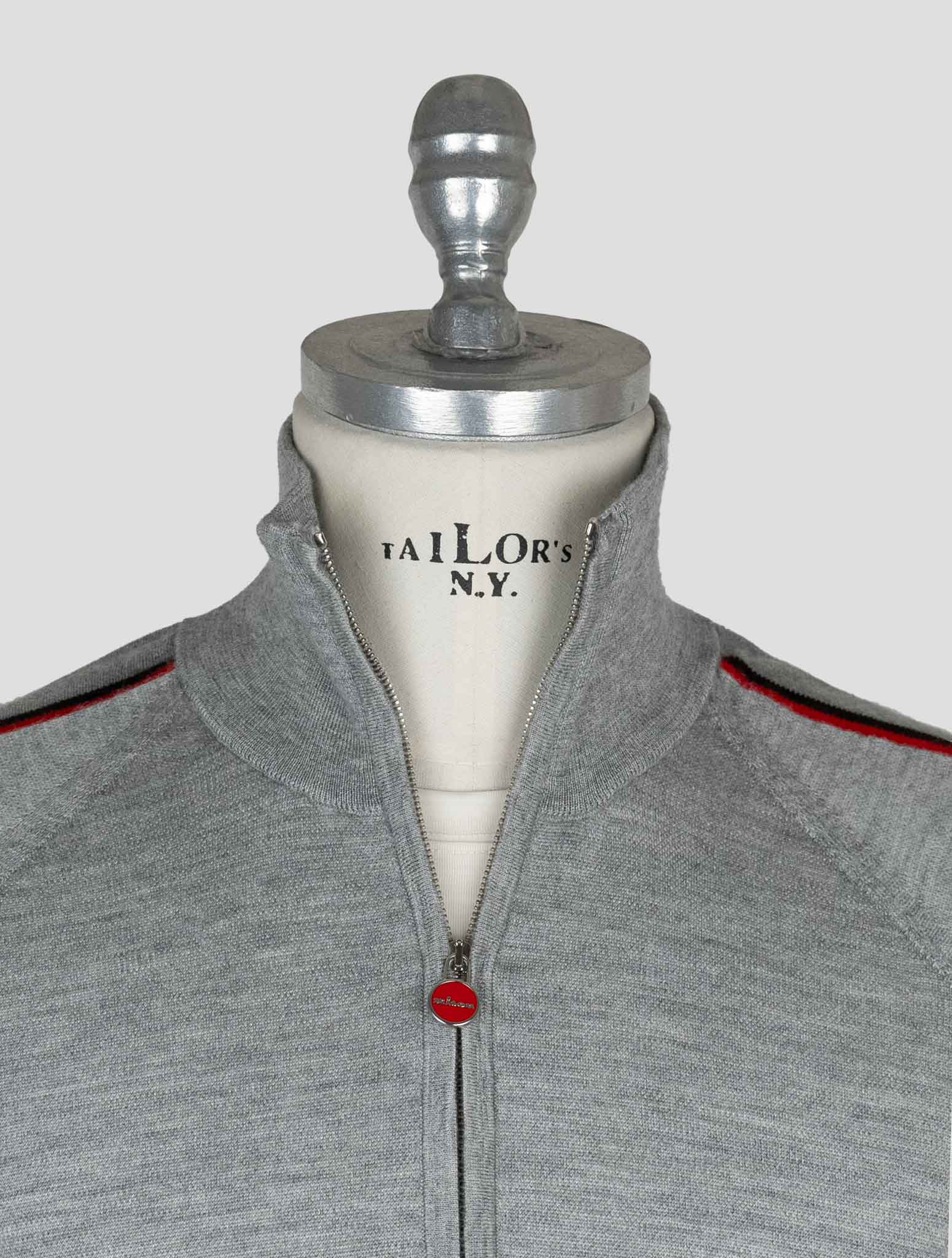 Kiton Серый кашемировый шелковый свитер с молнией во всю длину - итальянское производство