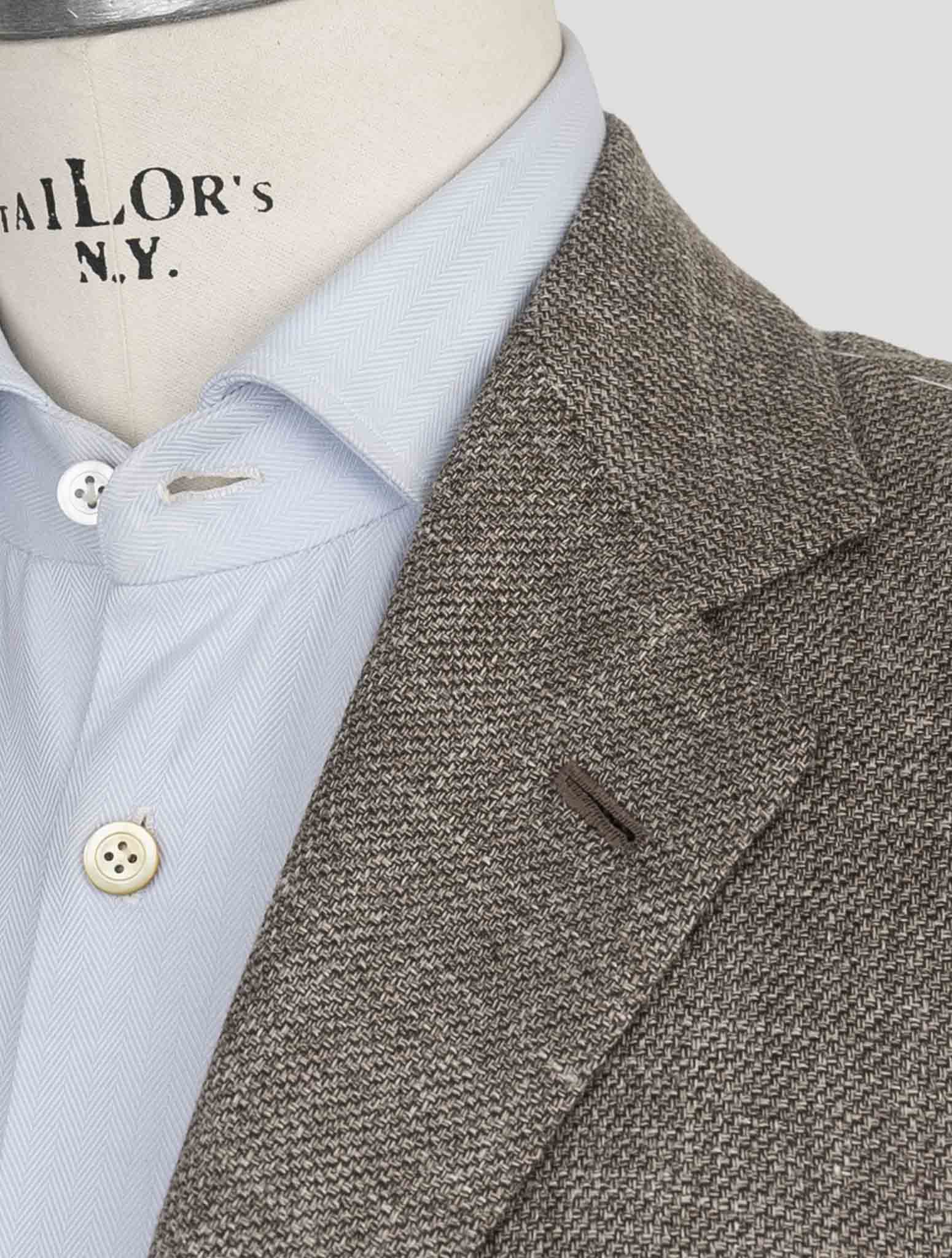 Коричневый пиджак Kiton из кашемира, флиса, шерсти, шелка и льна