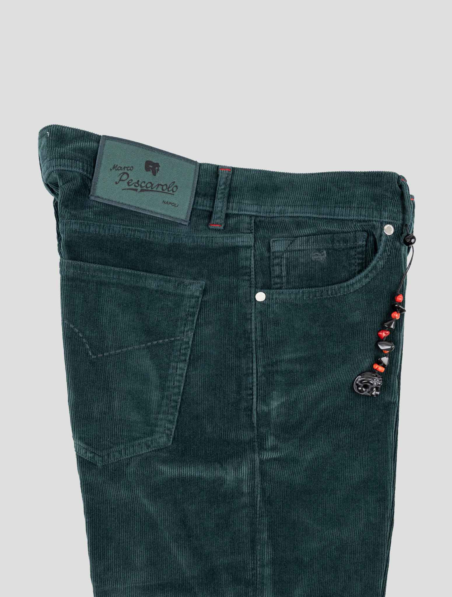 Marco Pescarolo Зеленые бархатные брюки из хлопка, кашемира и кашемира