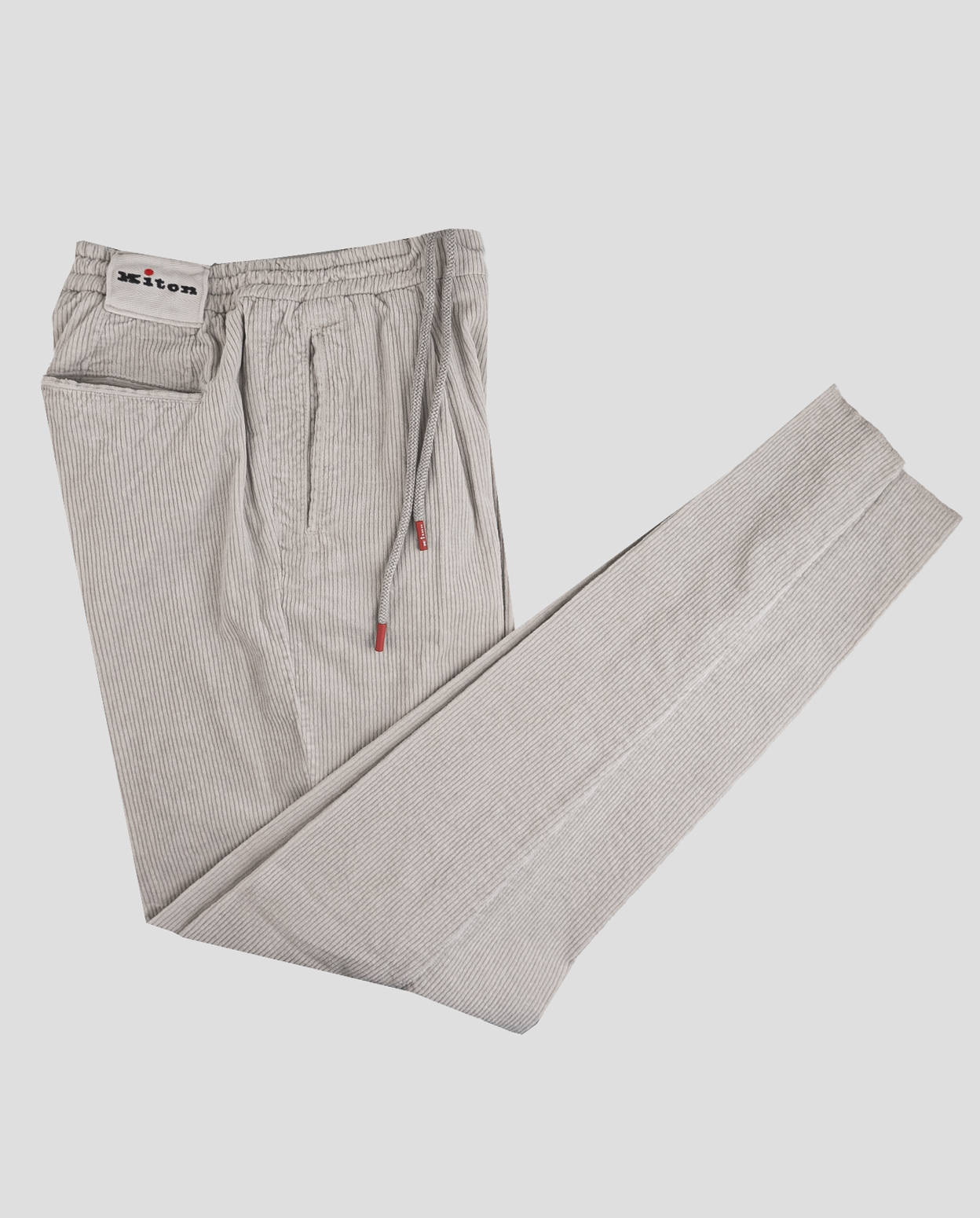 Серые бархатные брюки из хлопка и кашемира Kiton Ea