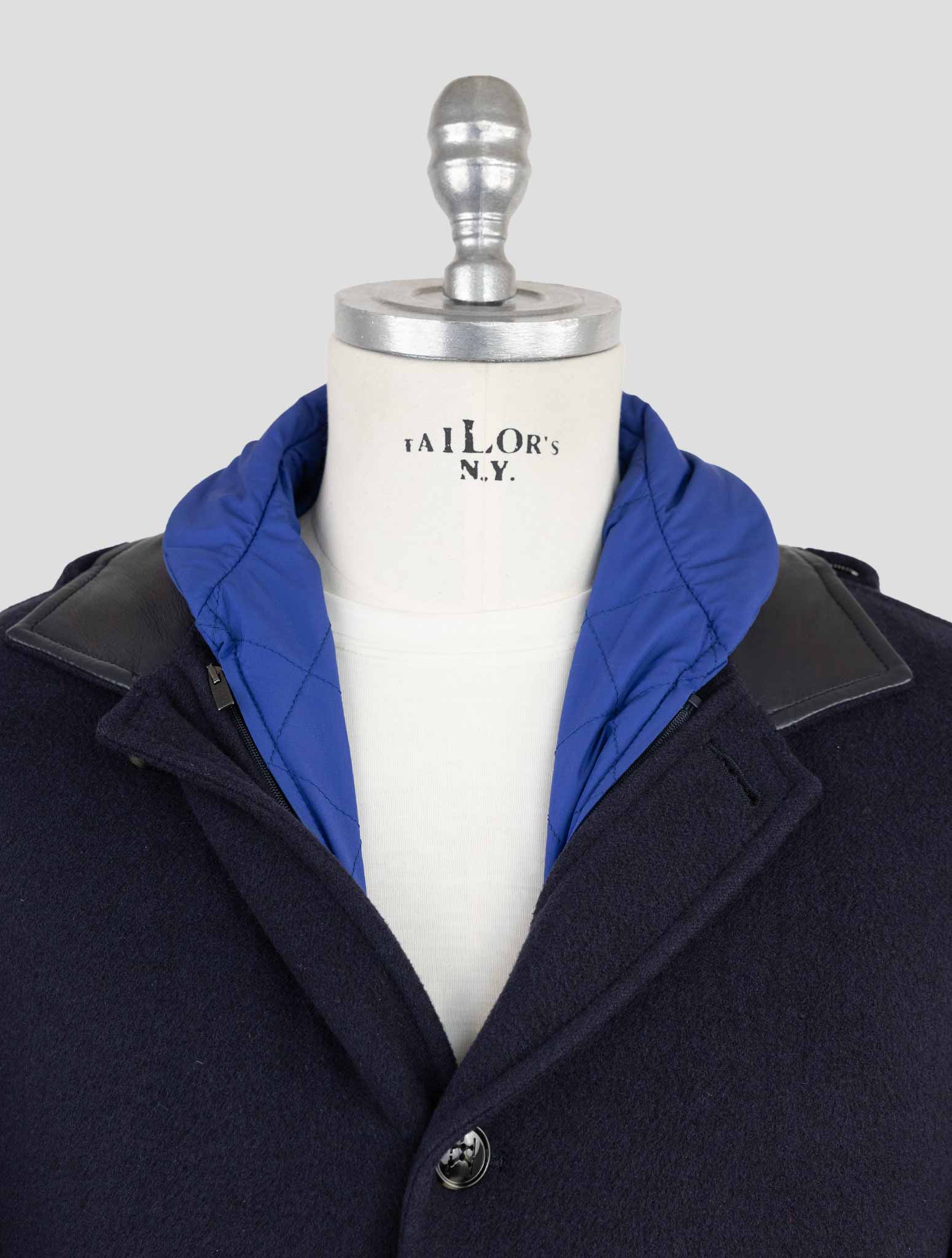 Kiton Dark Blue Lama Шерстяное шелковое кашемировое пальто - итальянская ручная работа