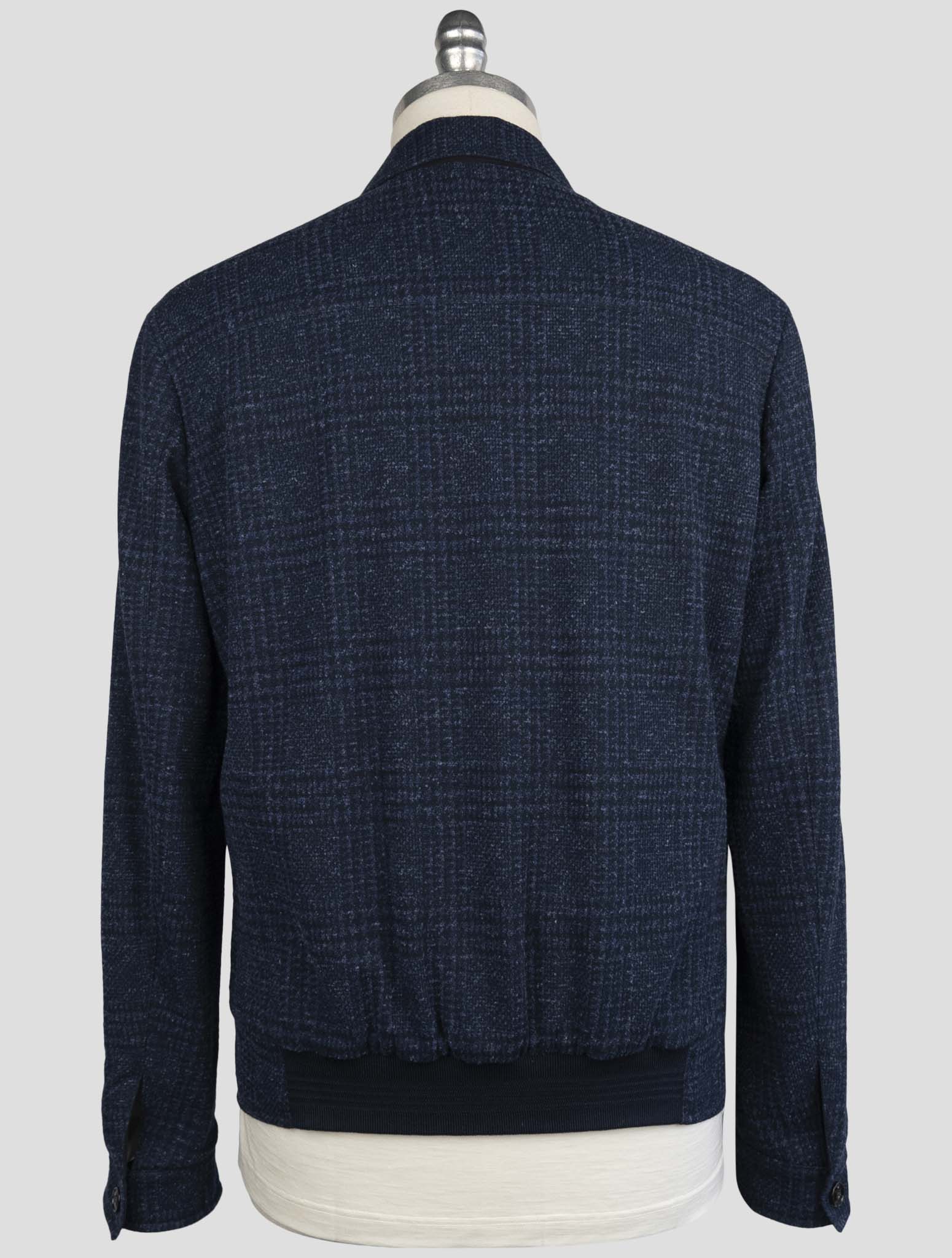 Синее пальто Kiton из хлопка и льна из натуральной шерсти Pl Pa с обратной стороны