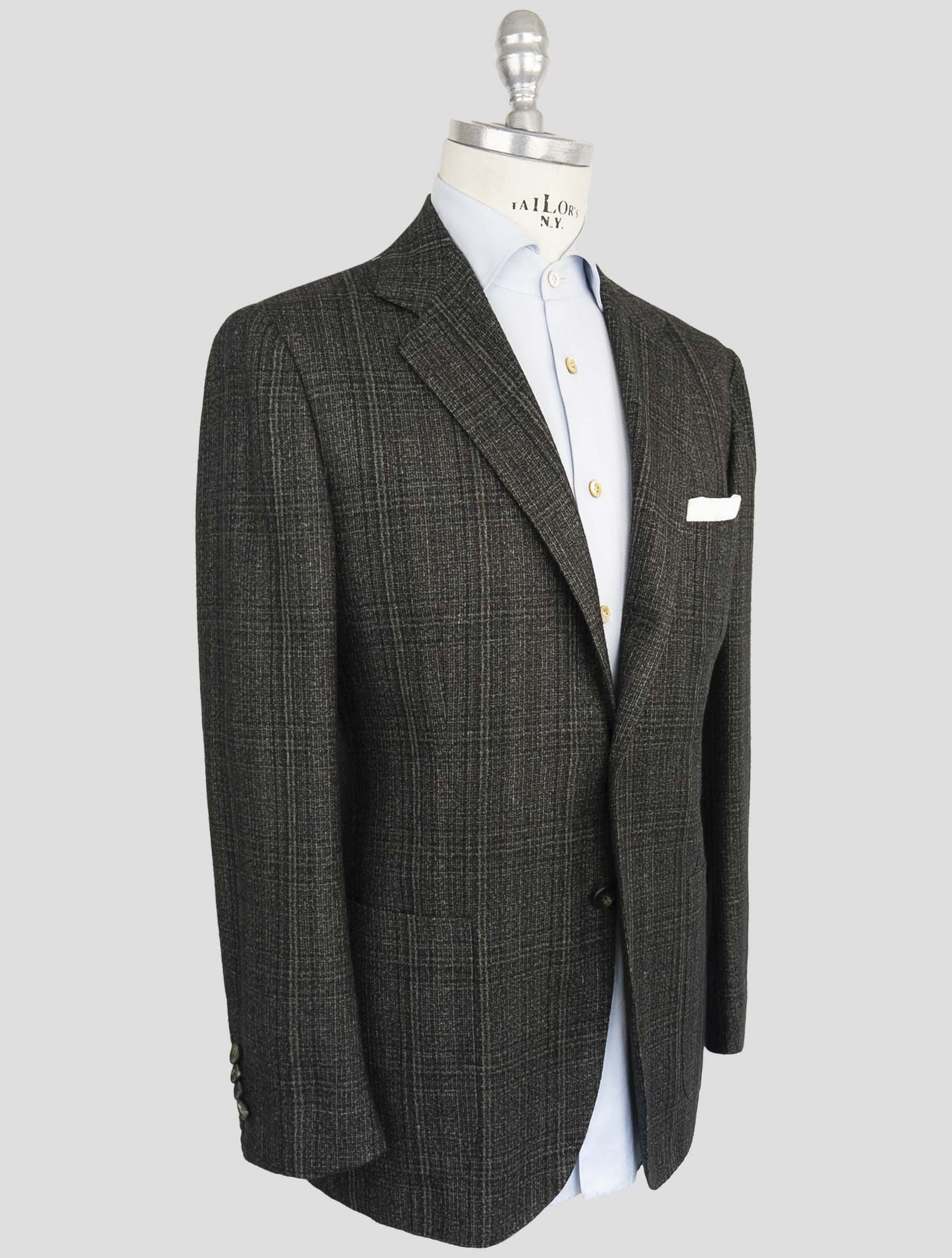 Зеленый кашемировый шелковый блейзер Kiton Lienn