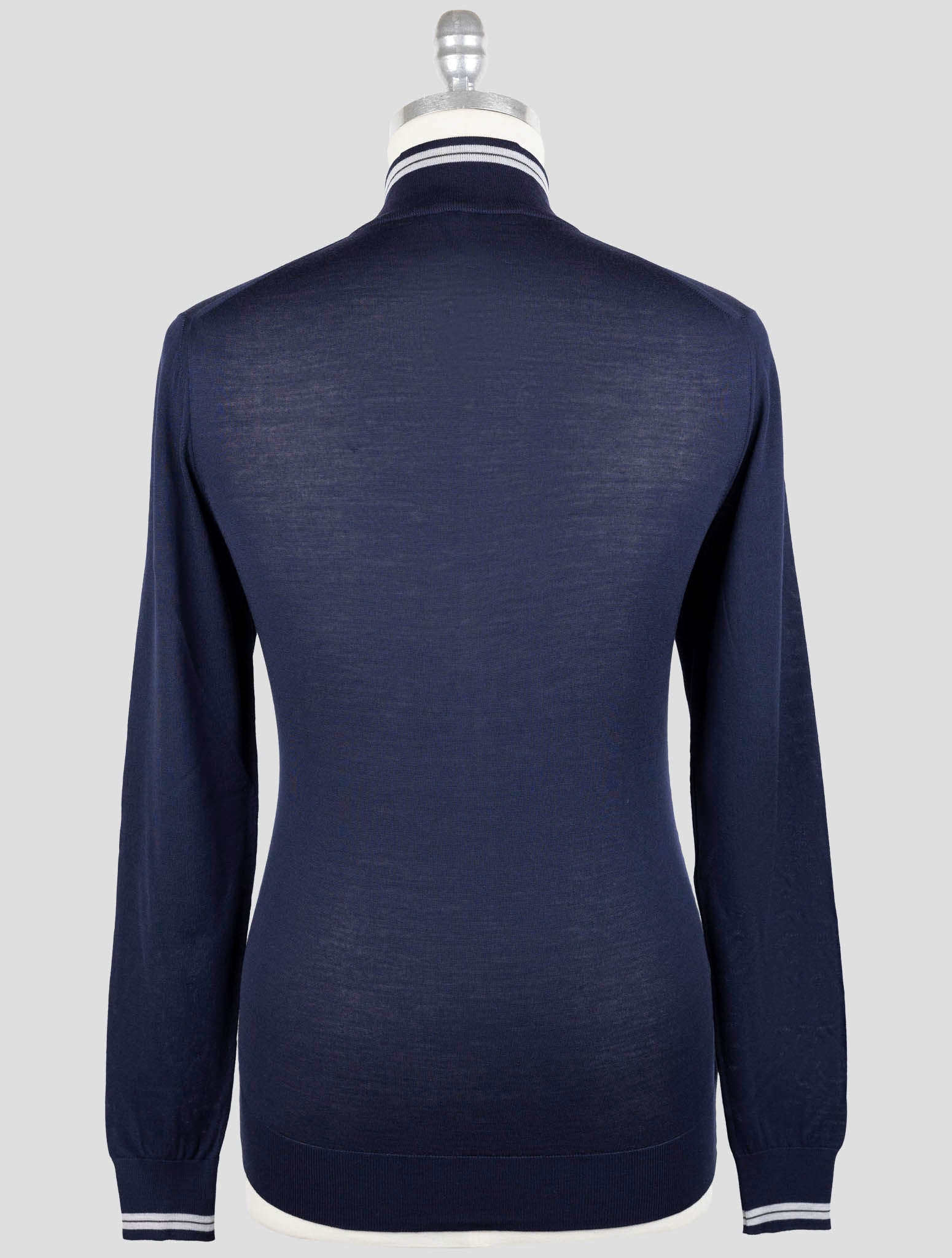 Синий шерстяной свитер на молнии Kiton - роскошный итальянский трикотаж
