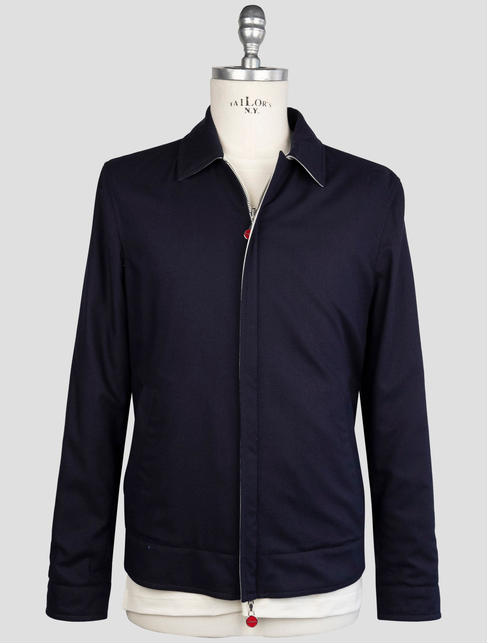 Пальто Kiton сине-серое из шелкового кашемира Pl, оборотная сторона