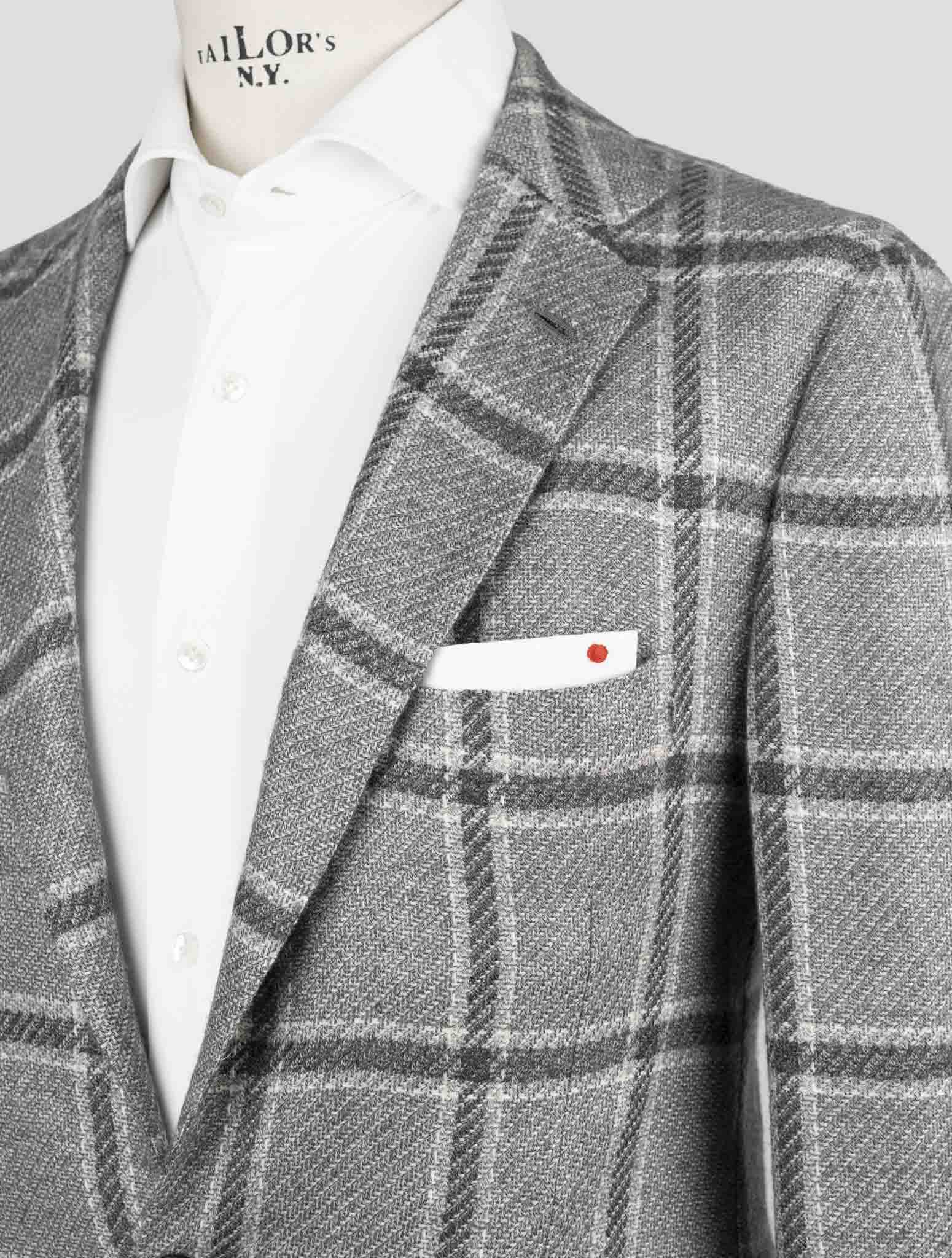 Мужской серый кашемировый пиджак Kiton - итальянская ручная работа, 3 пуговицы