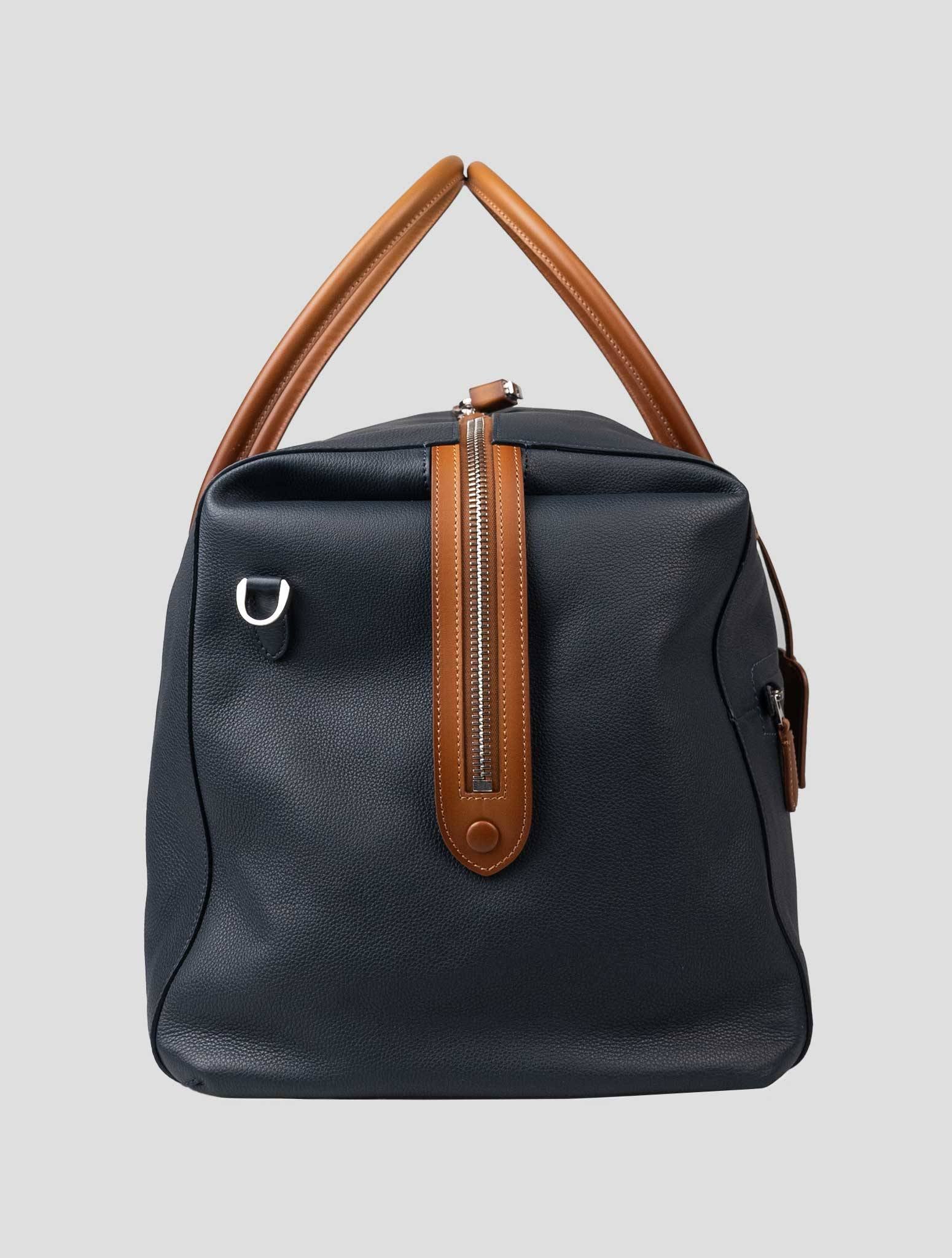 Синяя кожаная дорожная сумка Santoni