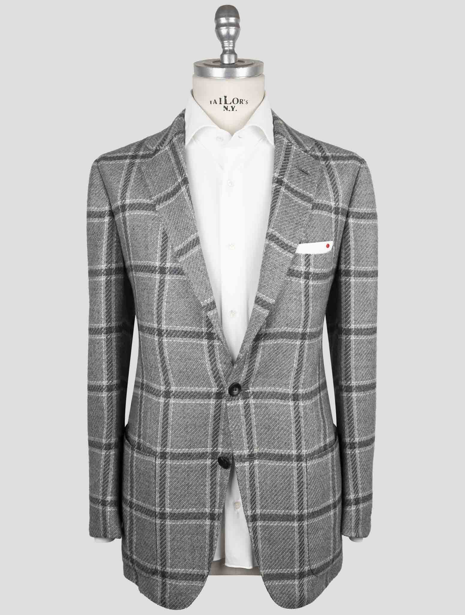 Мужской серый кашемировый пиджак Kiton - итальянская ручная работа, 3 пуговицы