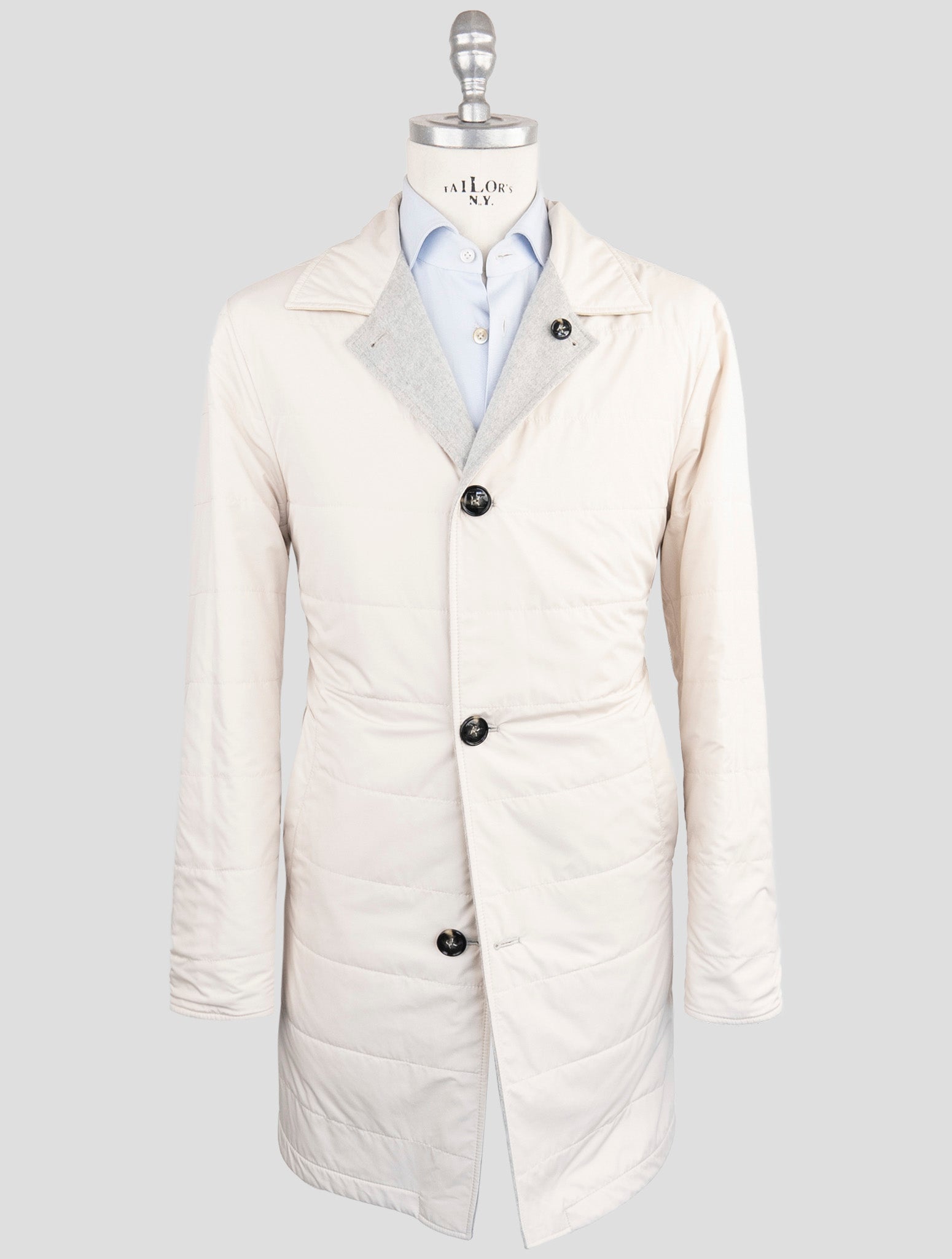 Двустороннее кашемировое пальто ручной работы Kiton - Бежево-серый, итальянский