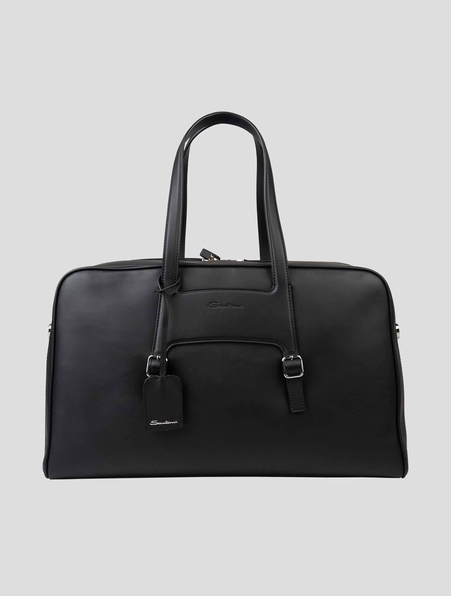 Черная кожаная дорожная сумка Santoni