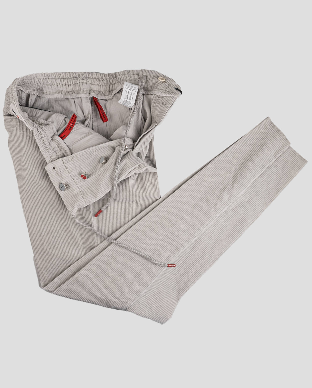 Серые бархатные брюки из хлопка и кашемира Kiton Ea