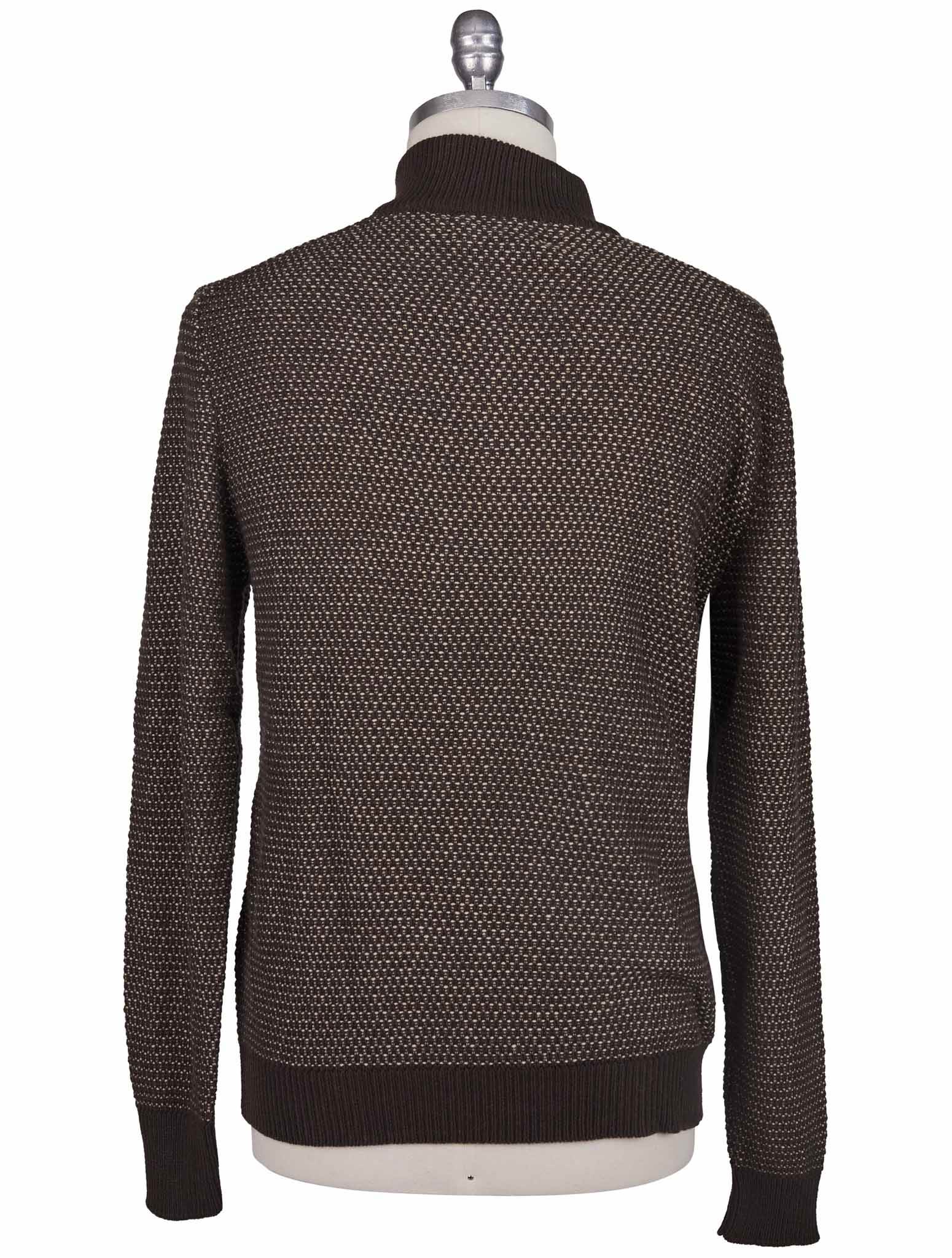 Kiton Коричневый свитер из 100% шерсти викуньи с молнией до половины