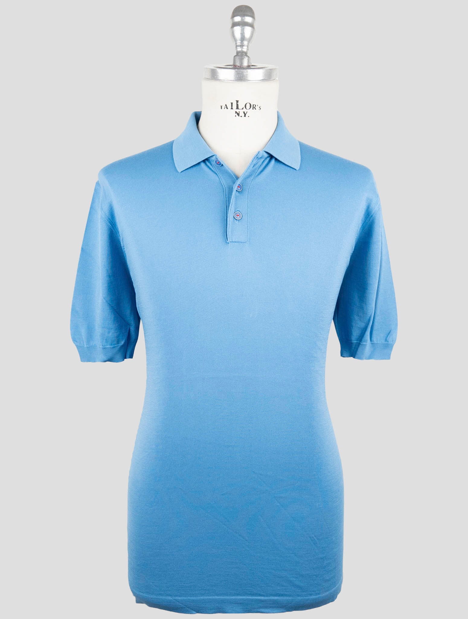 Голубая хлопковая рубашка-поло Kiton - роскошная итальянская мужская одежда ручной работы