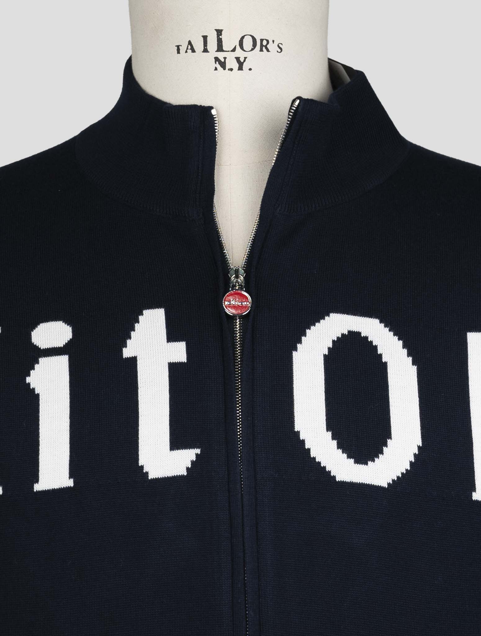 Синий хлопковый свитер Kiton на молнии с полной молнией